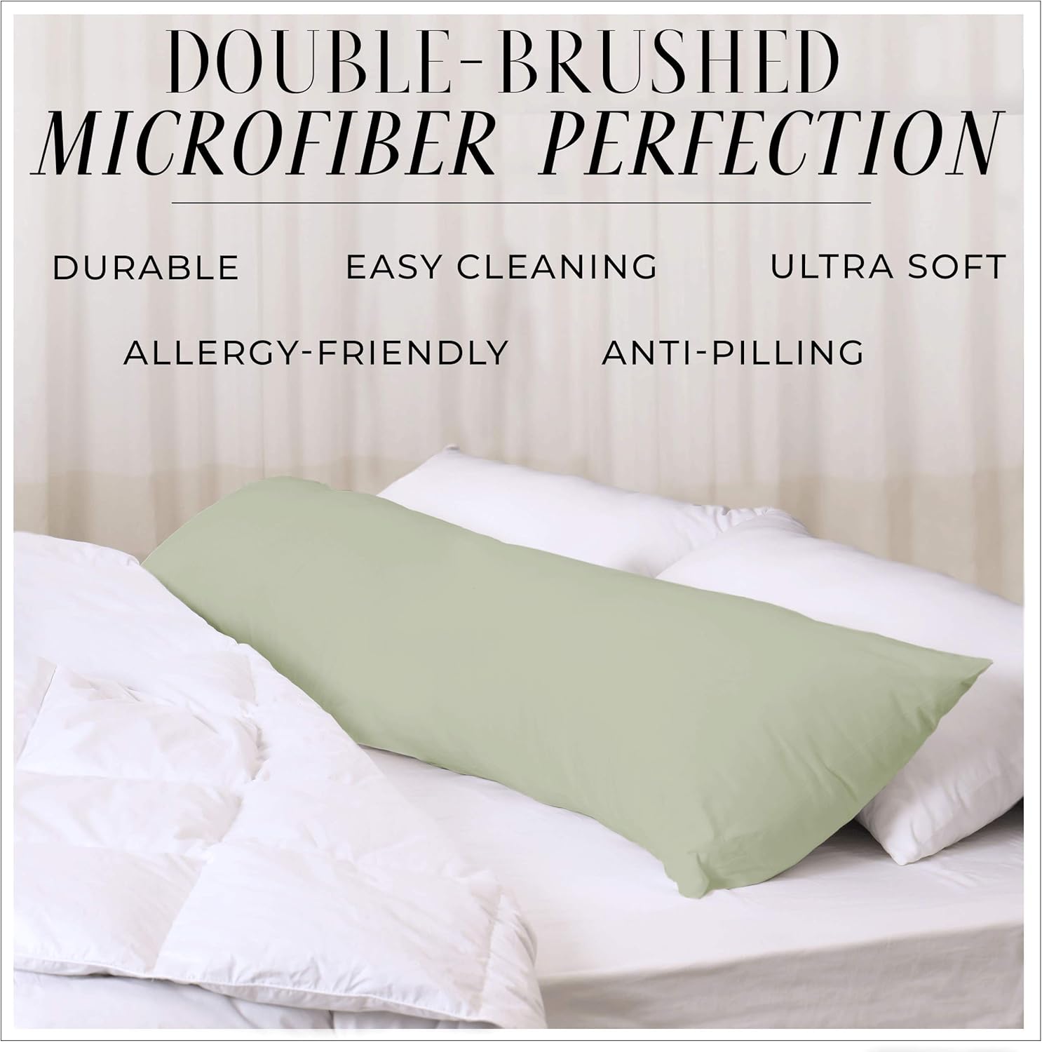 Italian Luxury Funda de almohada corporal, suave funda de almohada larga de microfibra de 21 x 60 pulgadas sin cremallera, se adapta a almohadas de