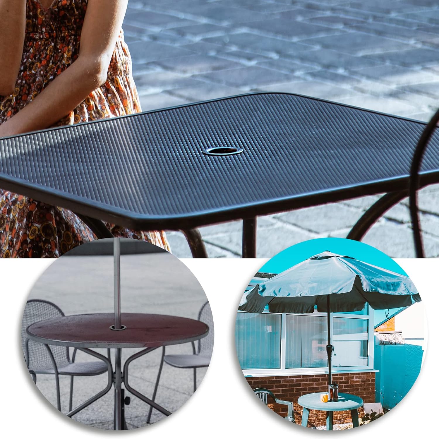AIEX 2 anillos de agujero para sombrilla de mesa, cono de paraguas de silicona para mesa de patio, cubierta suave para mesa de terraza, sombrilla