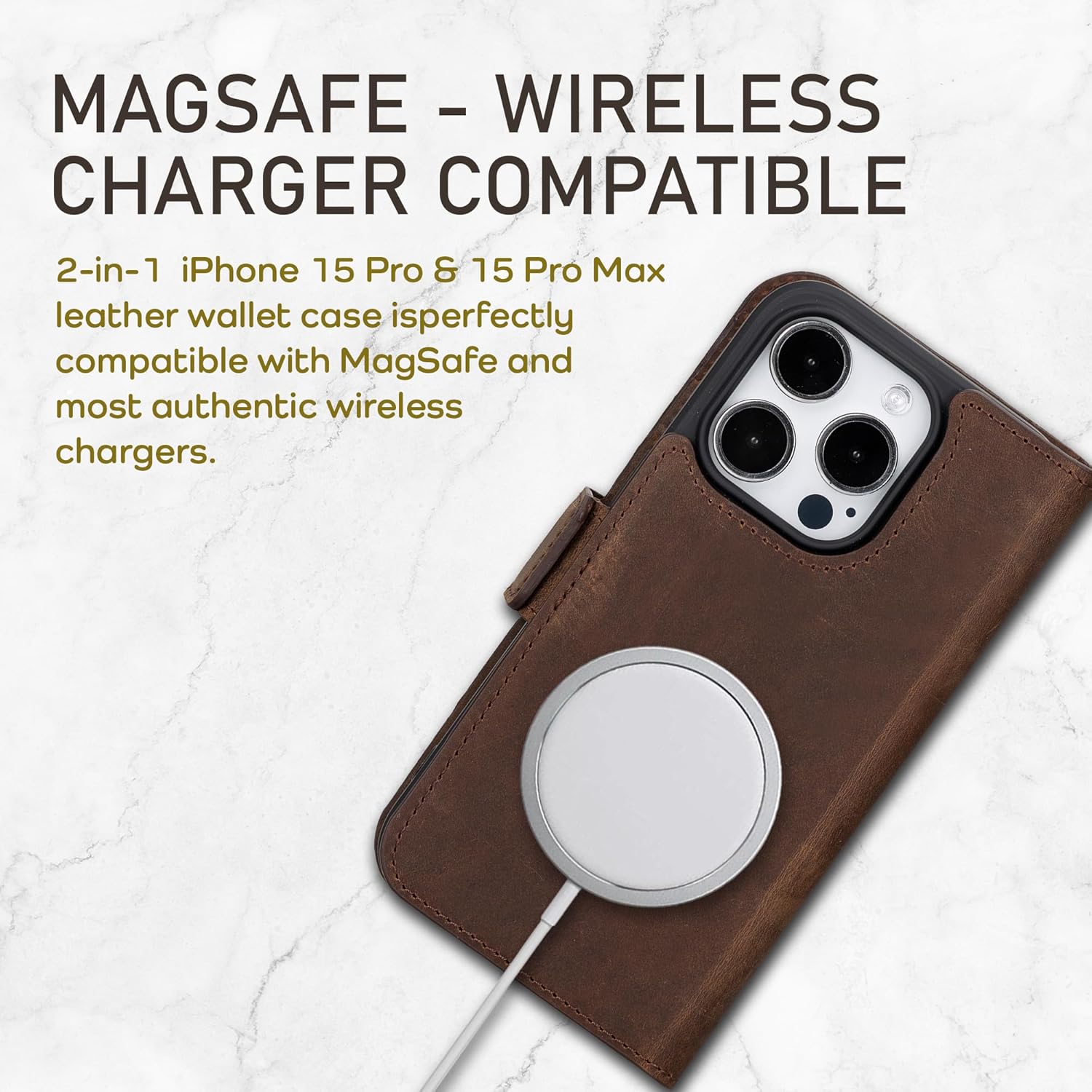 Bayelon Funda de piel tipo cartera para iPhone 15 Pro Max, funda con tapa para tarjetas, funda tipo cartera para iPhone 15 Pro Max, funda tipo