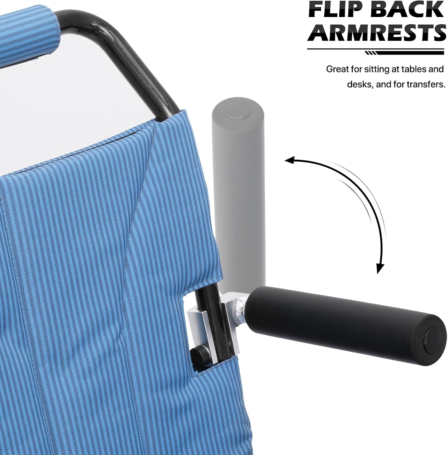 Silla de ruedas ligera para adultos, asiento plegable de transporte de 18 pulgadas, silla de ruedas plegable con reposapiés elevable para viajes de
