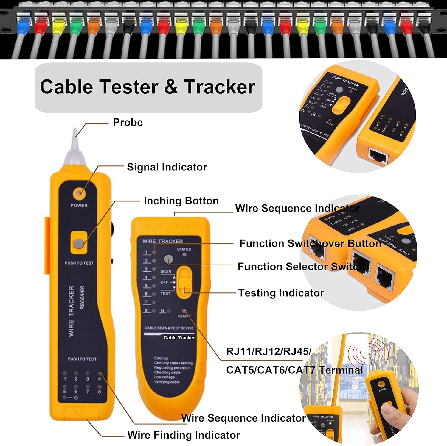TAIWAIN CAT6 – Juego de reparación de herramientas de crimpado de red CAT5 con conectores RJ45 para RJ11RJ12, kit de pelacables de crimpado de red