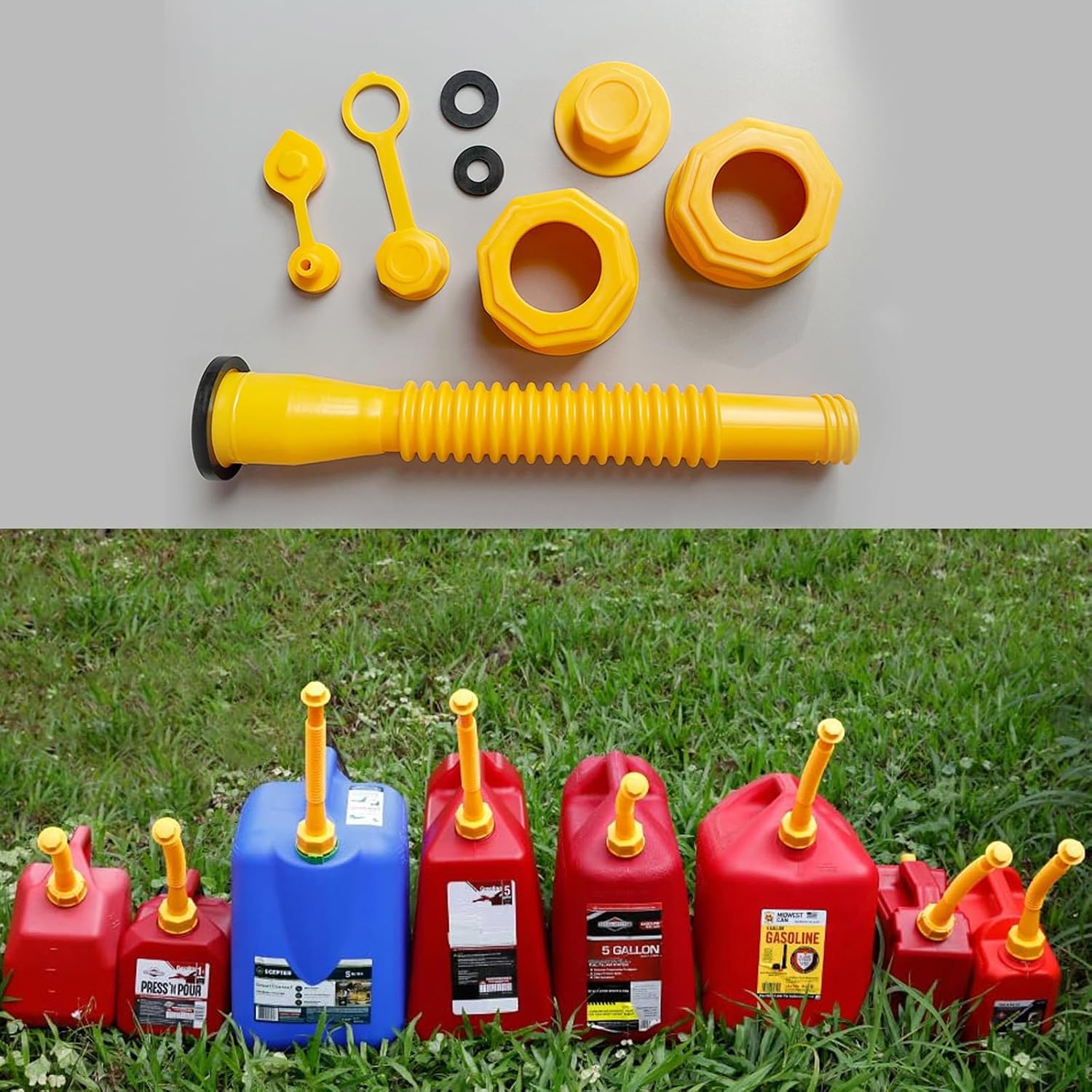 GKmow 1 kit de boquilla para lata de combustible para automóvil, repuesto de boquilla de combustible, con tapón de tuerca hexagonal roscada,