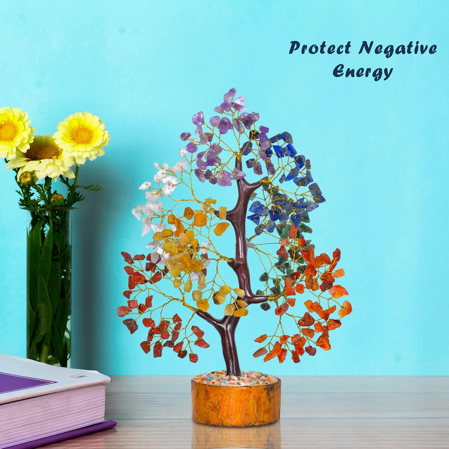 YATHABI Árbol de los siete chakras, árbol de cristal para energía positiva, árbol de dinero de Feng Shui, regalos espirituales para mujeres,