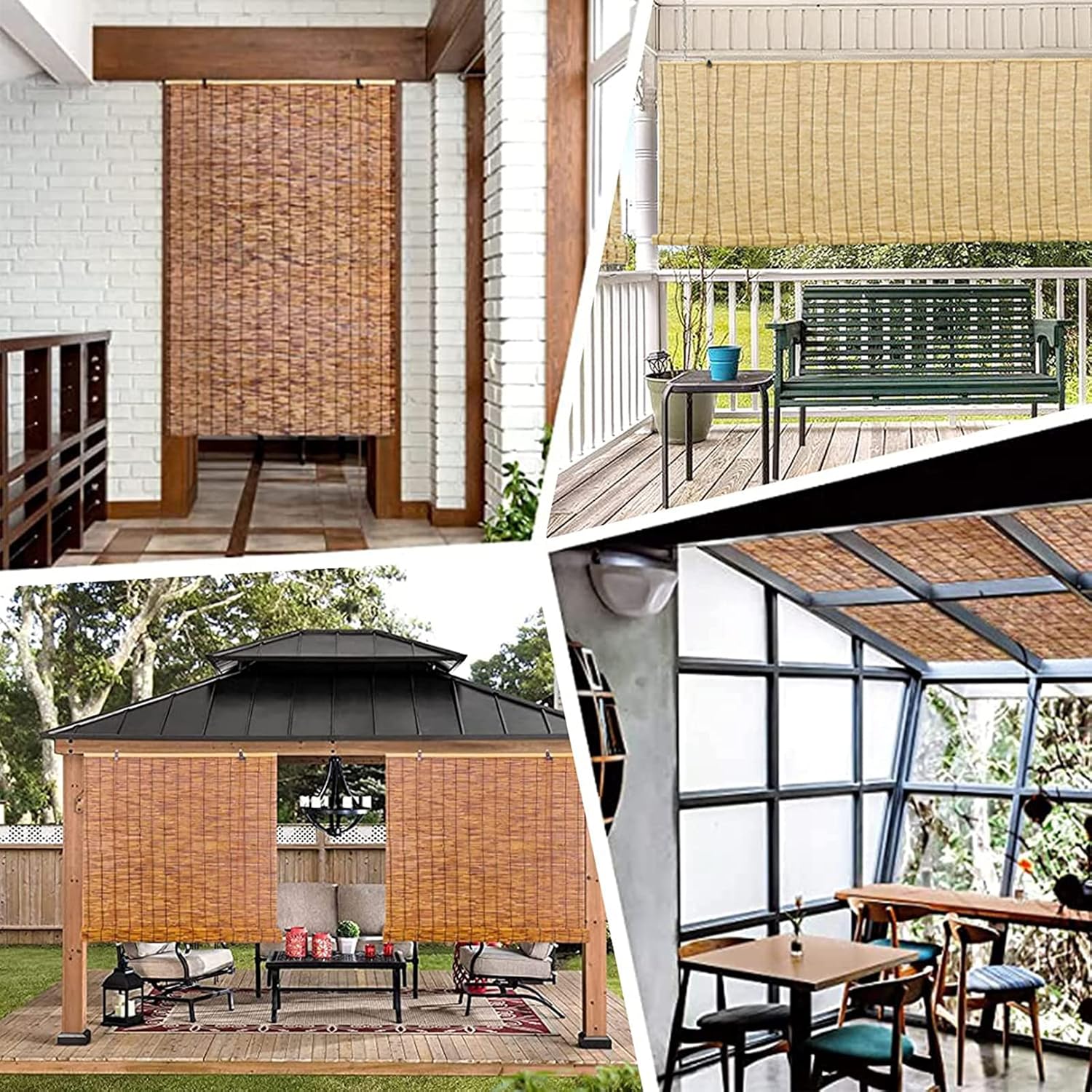 Persianas de bambú enrollables de bambú, persianas de bambú para ventanas, persianas enrollables de bambú para exteriores, cortinas de bambú para