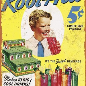 1943 Kool-Aid – Cartel de metal retro de 12 x 8 pulgadas, placa de póster de arte vintage 1943 Kool-Aid – Cartel de metal retro de 12 x 8 pulgadas, placa de póster de arte vintage