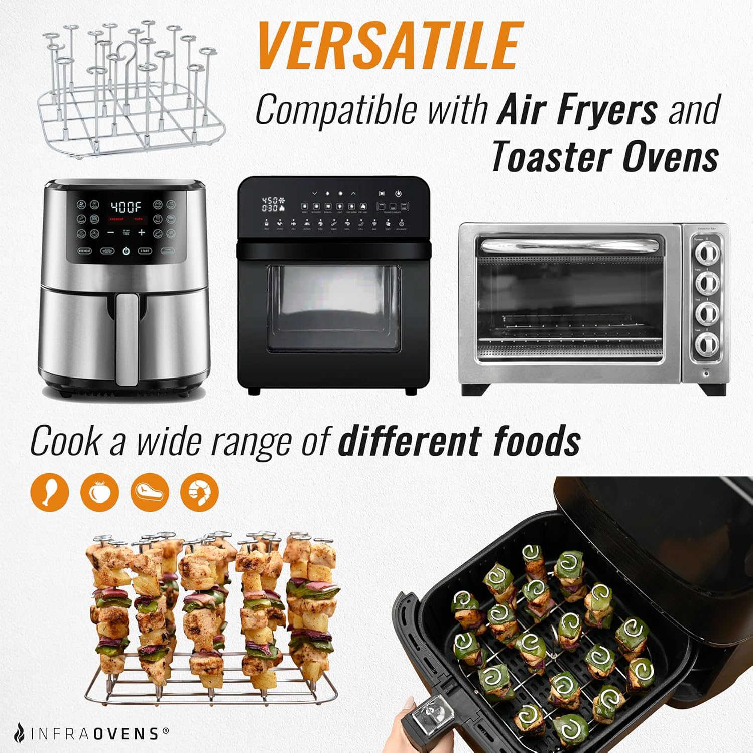 Accesorios para freidora de aire, estante compatible con Instant Pot, Ninja, Power XL, Chefman, Cosori, accesorio de acero inoxidable para cestas