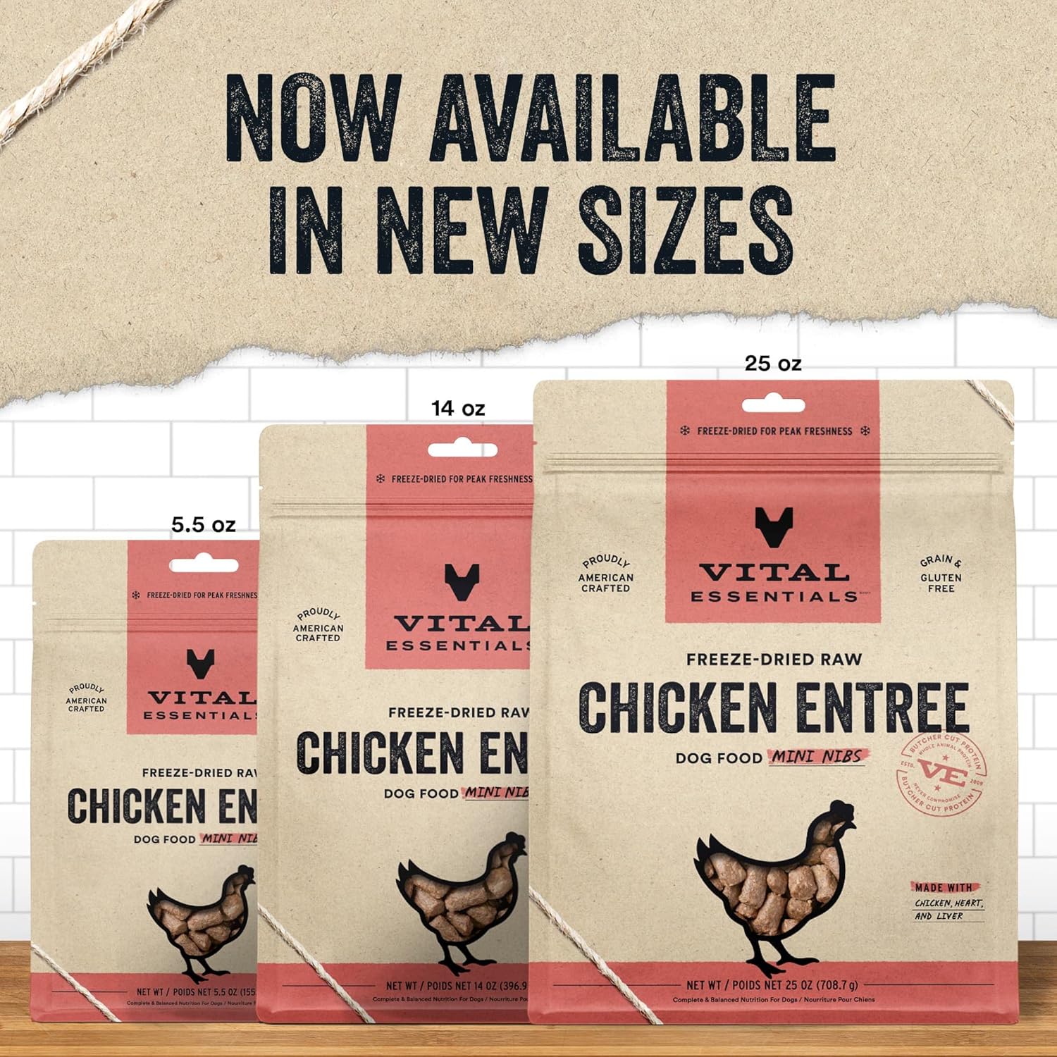 Vital Essentials Alimento crudo liofilizado para perros, pollo mini nibs entrante, 25 onzas