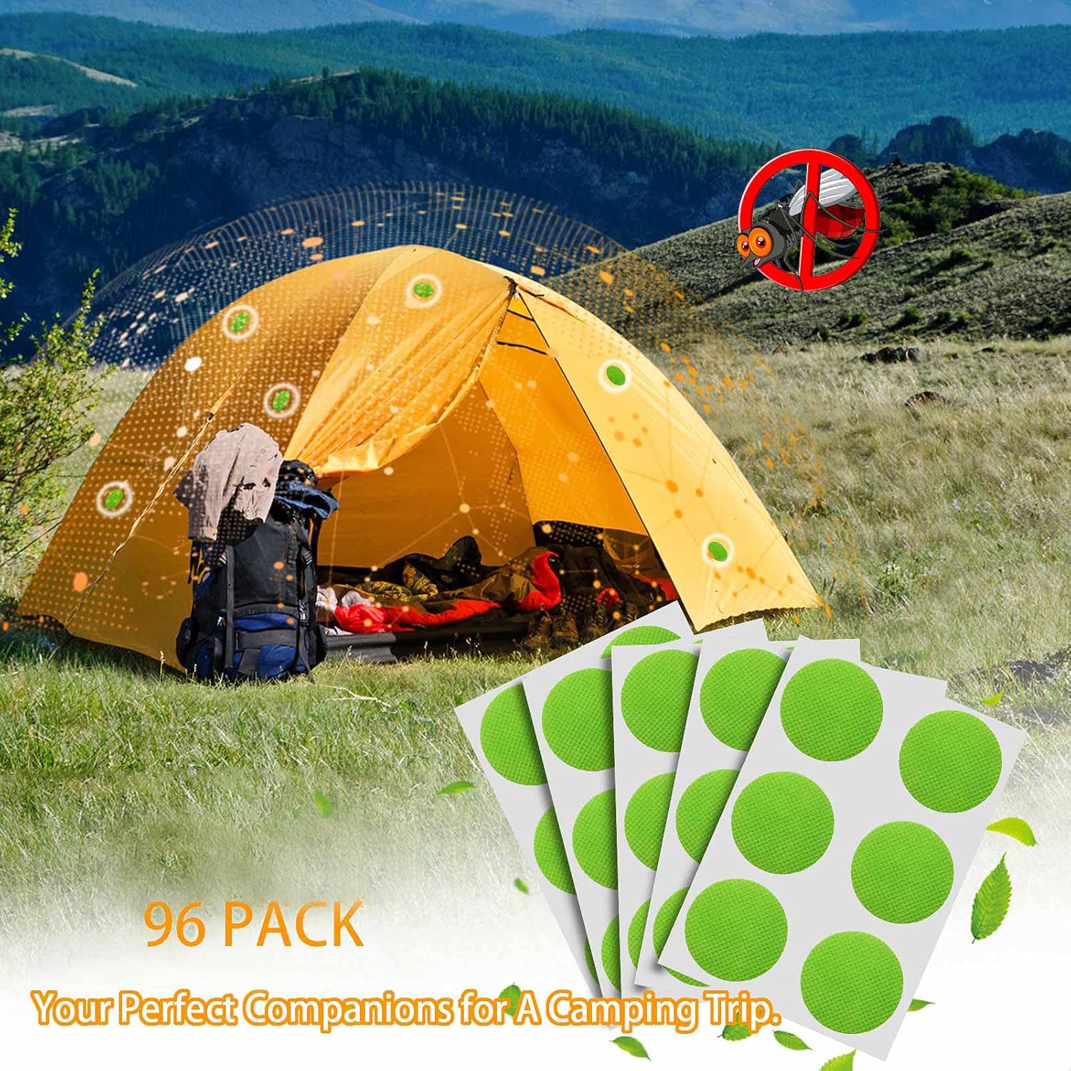 SCENTPELLENT Paquete de 96 calcomanías de parches de mosquitos para niños y adultos, viajes al aire libre e interior, ingredientes naturales a base