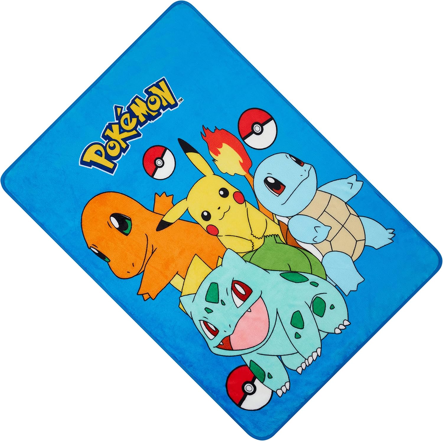 Pokemon Pikachu – Manta de forro polar de felpa  Pikachu Charmander Bulbasaur Pokeball manta (grupo azul)