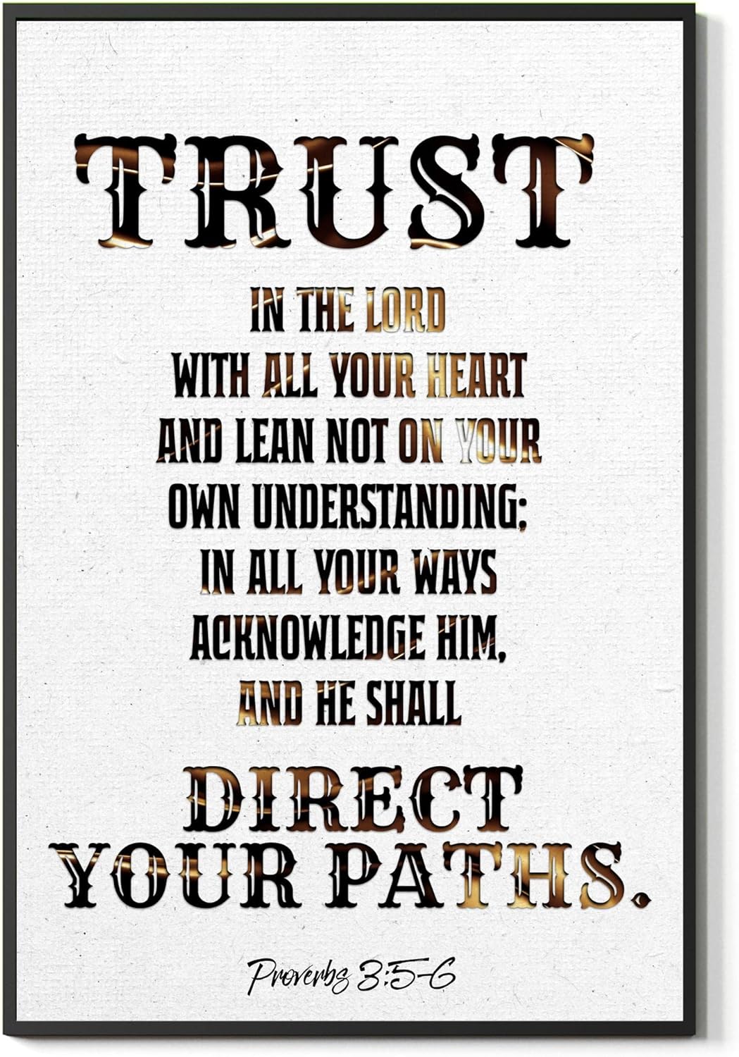 FESOGO – Póster de pared con texto en inglés “Trust In The Lord With All Your Heart” (Confía en el Señor con todo tu corazón) – Proverbios 35,