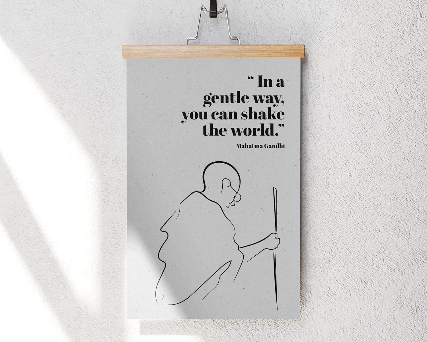 FESOGO In A Gentle Way You Can Shake The World Mahatma Gandhi – Arte de pared con texto en inglés “In A Gentle Way You Can Shake The World” – Arte