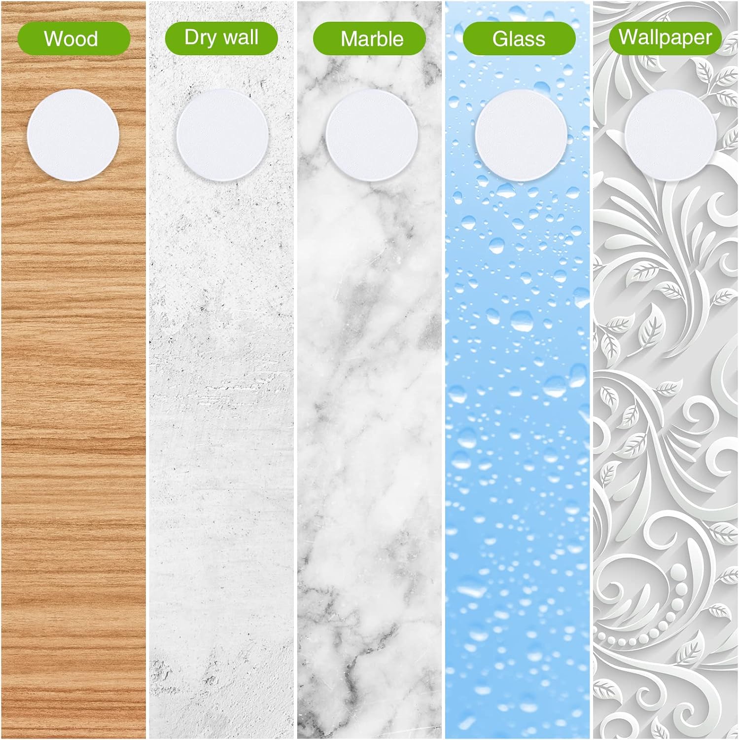 BBTO Topes de puerta protector de pared de 5 pulgadas, protector de pomos de puerta, cubierta redonda de agujero de pared, protector autoadhesivo de