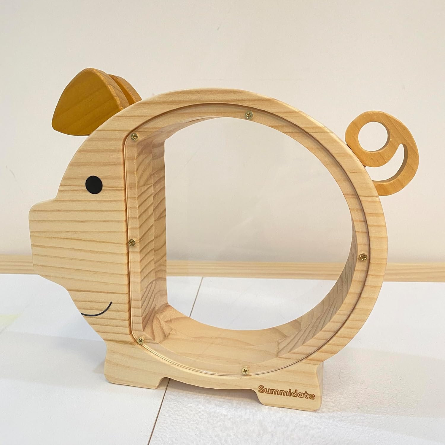 Summidate Alcancía de madera para niños, bonita caja de dinero para niños y niñas, banco de monedas de madera irrompible, tarro de dinero de ahorro