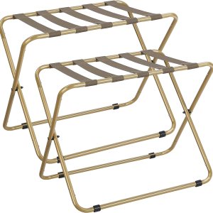 ELYKEN Portaequipajes para habitación de invitados, paquete de 2, soporte plegable para maleta, resistente con rodamiento de carga de 110 libras, ELYKEN Portaequipajes para habitación de invitados, paquete de 2, soporte plegable para maleta, resistente con rodamiento de carga de 110 libras,