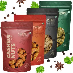 Vishnu Delight Peri Peri de anacardo saborizado, Mirch Masala, pimienta negra, aperitivo de chutney verde rico en fibra nutritiva, aperitivo Vishnu Delight Peri Peri de anacardo saborizado, Mirch Masala, pimienta negra, aperitivo de chutney verde rico en fibra nutritiva, aperitivo