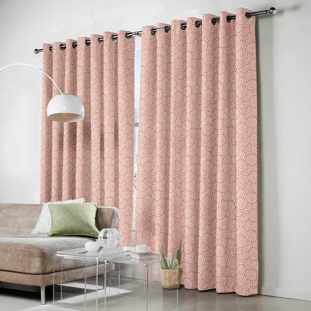 Cortinas opacas térmicas con diseño redondo de color rosa, con ojales de metal sólidos, elegantes cortinas para habitación, sala de estar, 2 paneles
