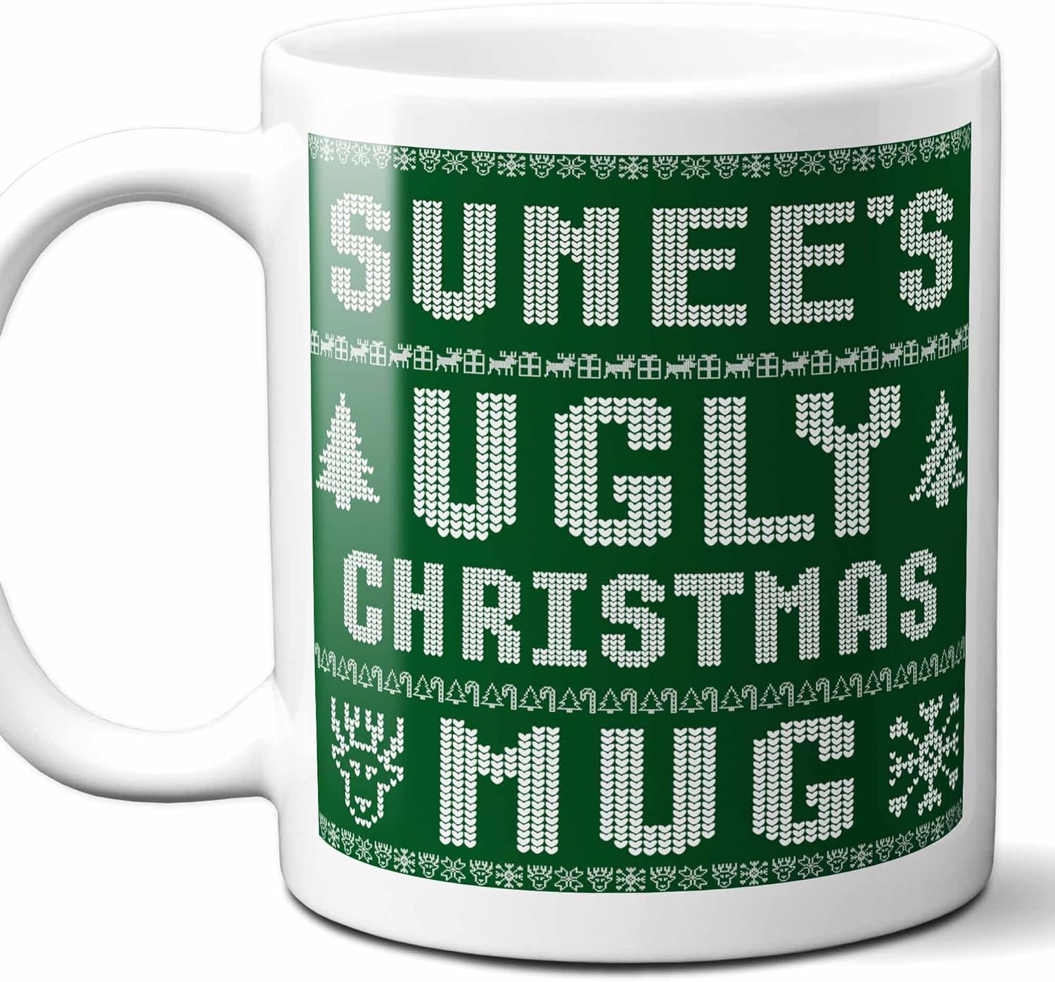 Sunee Name Christmas Gift. Personalized Ugly Christmas Sweater Coffee Mug. Funny Custom Xmas Gift, Stocking Stuffer For Friends, Coworkers And