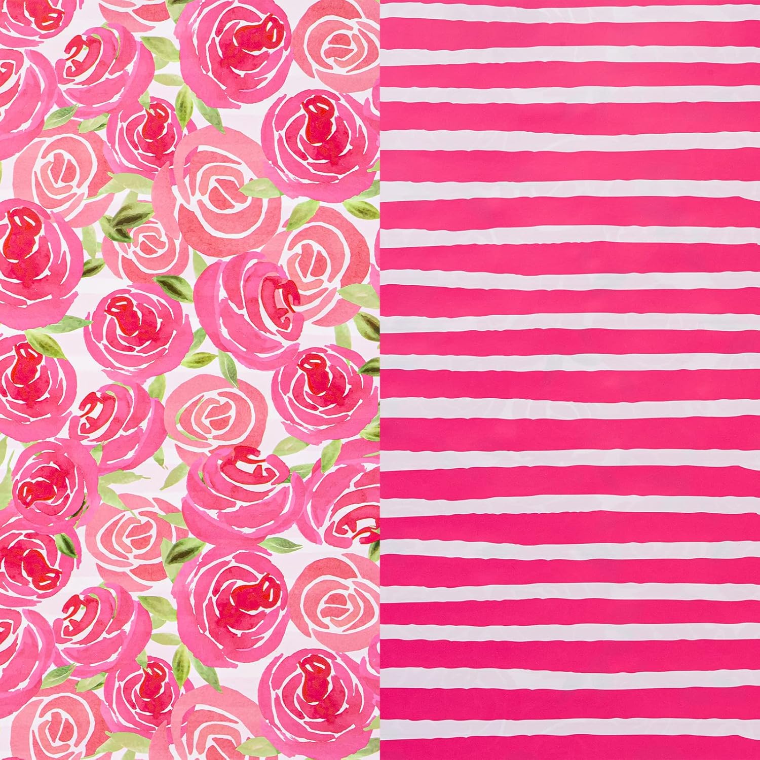 RUSPEPA Rollo de papel de regalo reversible  Mini rollo  Estilo acuarela rosa rosa y patrón de rayas, ideal para el día de la madre, cumpleaños,