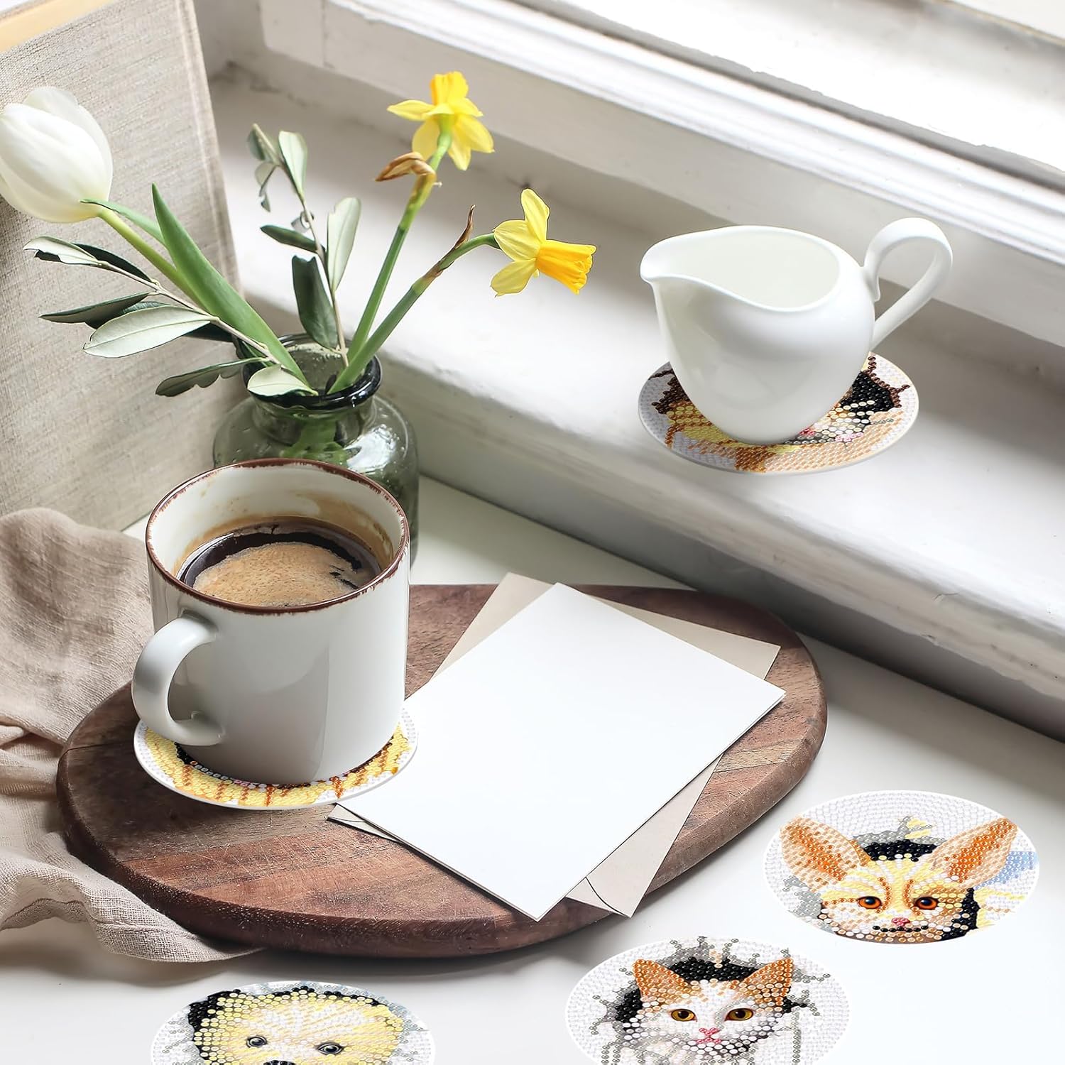 Denylo pro Juego de 8 posavasos con diseño de animales en 3D con soporte para manualidades, bonitos animales, posavasos antideslizantes para