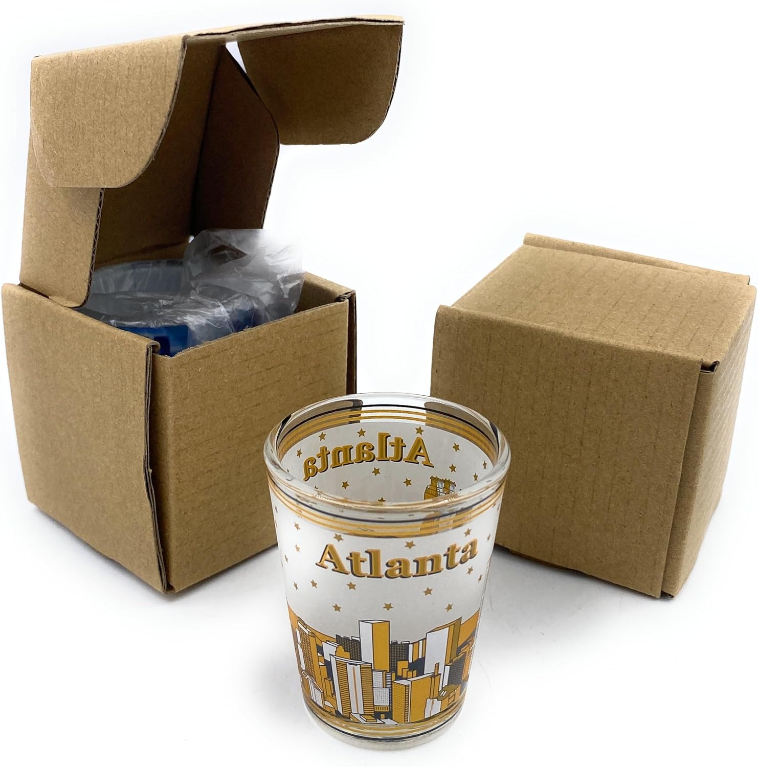Vasos de chupito de Atlanta esmerilados Georgia State Souvenir Shot Glasses Atlanta Golden Skyline Beber Glass American City Regalos turísticos
