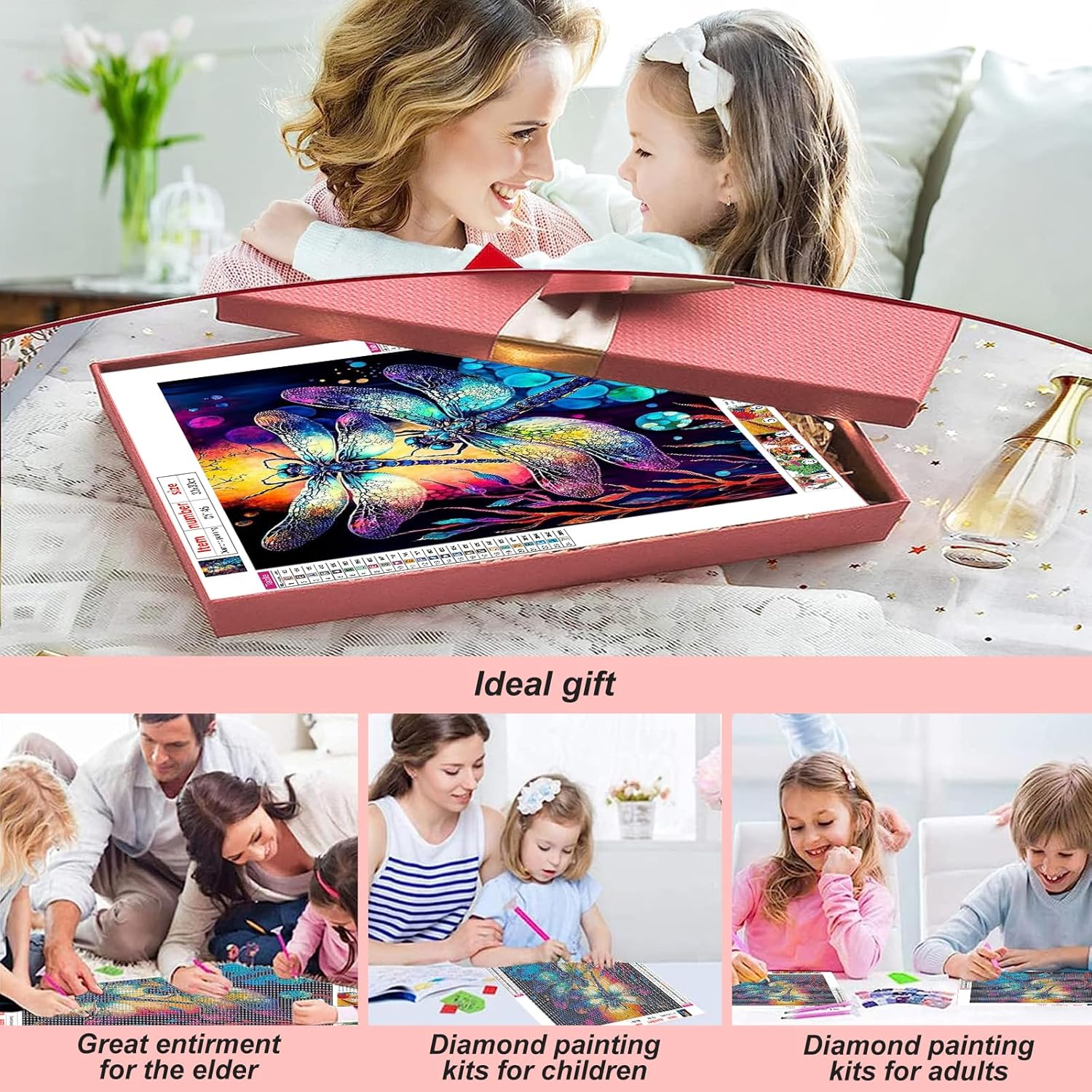 Stalente Kits de pintura de diamantes para adultos, kits de arte de diamantes 5D para principiantes, pintura de diamante redonda para decoración de