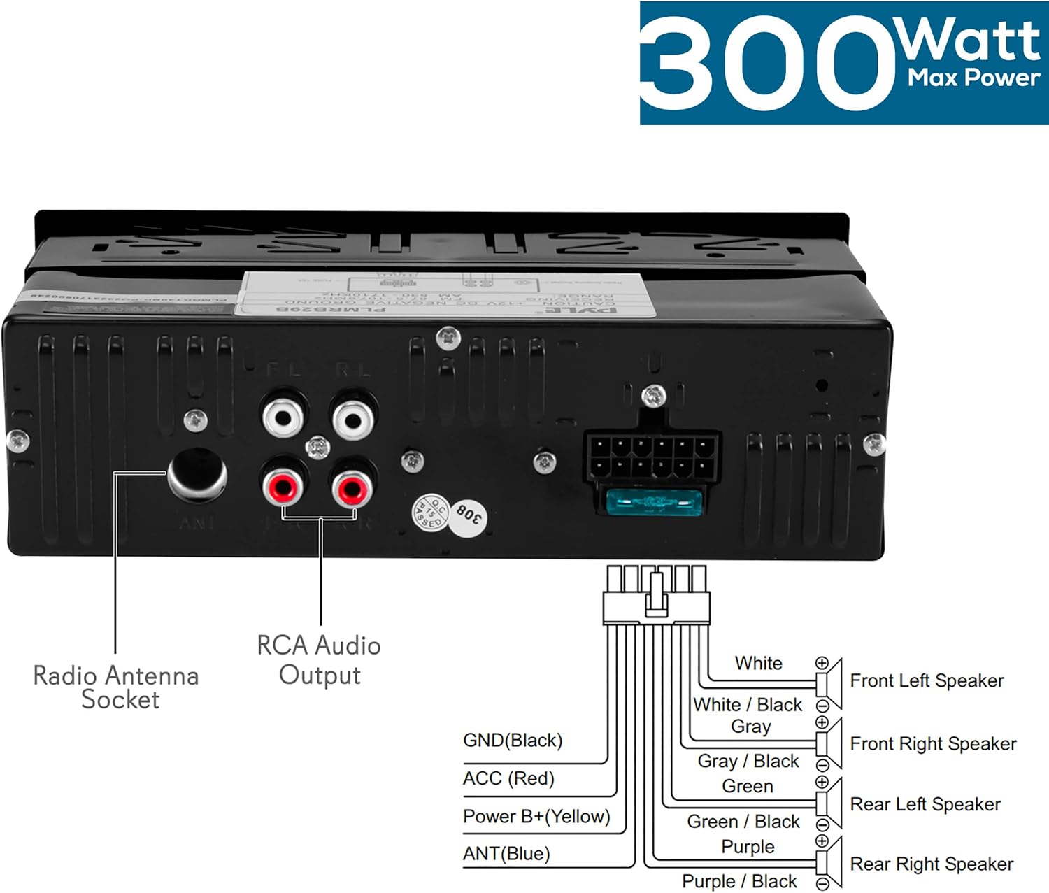 Rockville Par de altavoces marinos MS40B negros de 4 pulgadas y 200 vatios, compactos y potentes y Pyle Radio estéreo Bluetooth marina de 12 V,