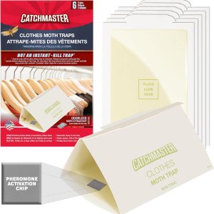 Catchmaster Trampas para polillas de ropa para casa, 6 unidades, trampas de pegamento para almacenamiento de armario, atrapador de insectos pegajoso Catchmaster Trampas para polillas de ropa para casa, 6 unidades, trampas de pegamento para almacenamiento de armario, atrapador de insectos pegajoso