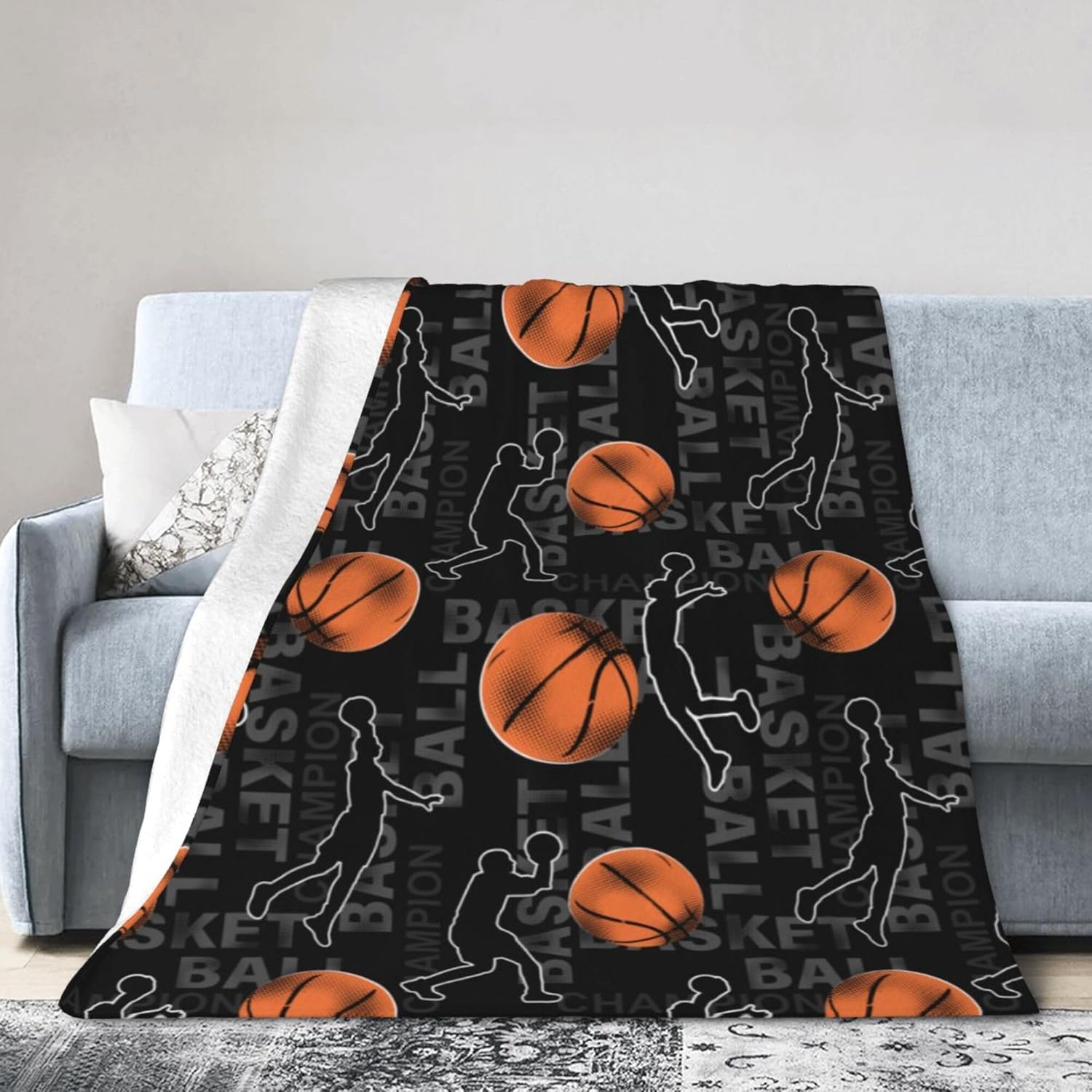 Mantas de baloncesto, manta de franela supersuave para sofá, manta de microfibra ligera y acogedora de lujo