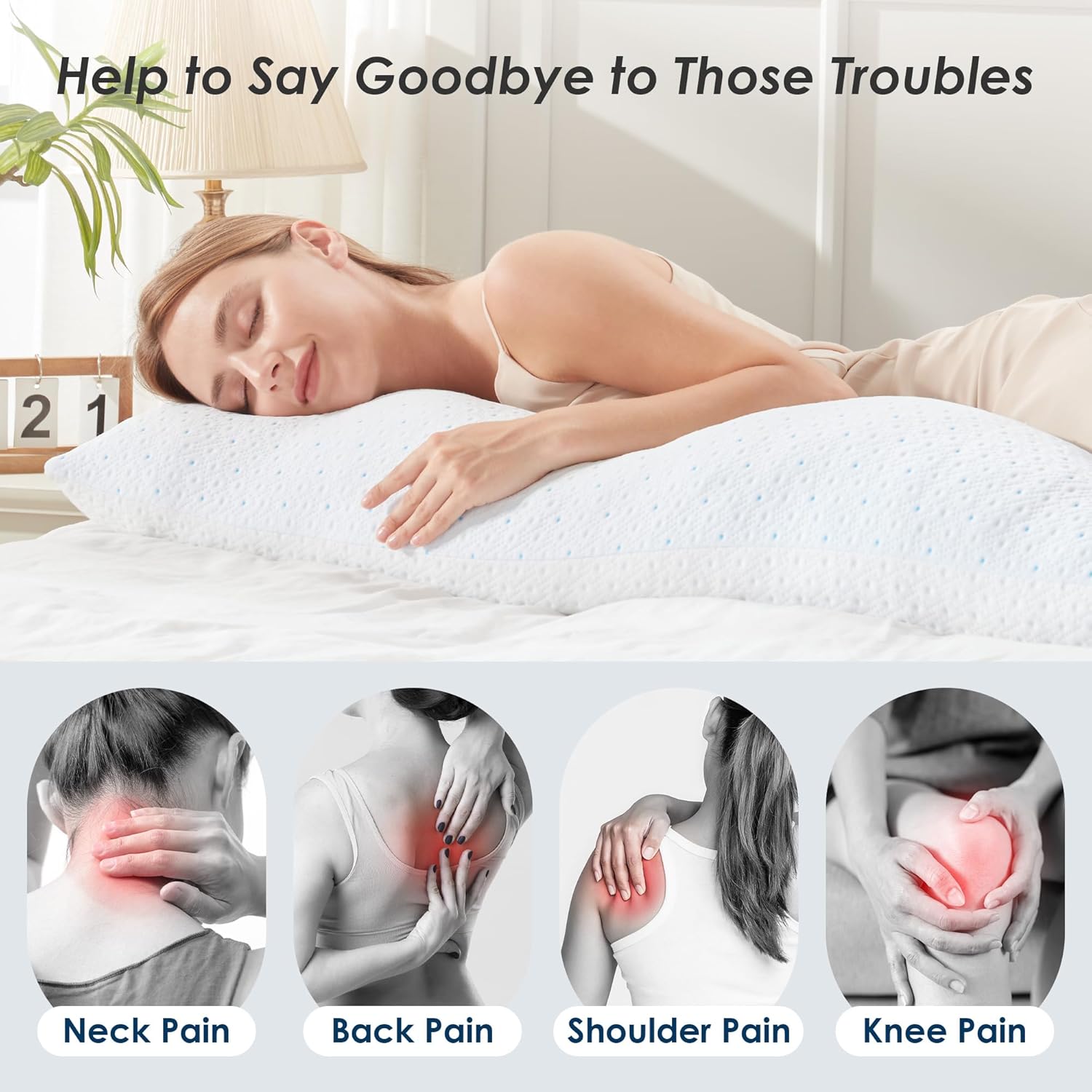 COLDHUNTER Almohada corporal para adultos, almohada larga para cama, almohada de cuerpo completo para dormir de lado, almohadas de embarazo suaves