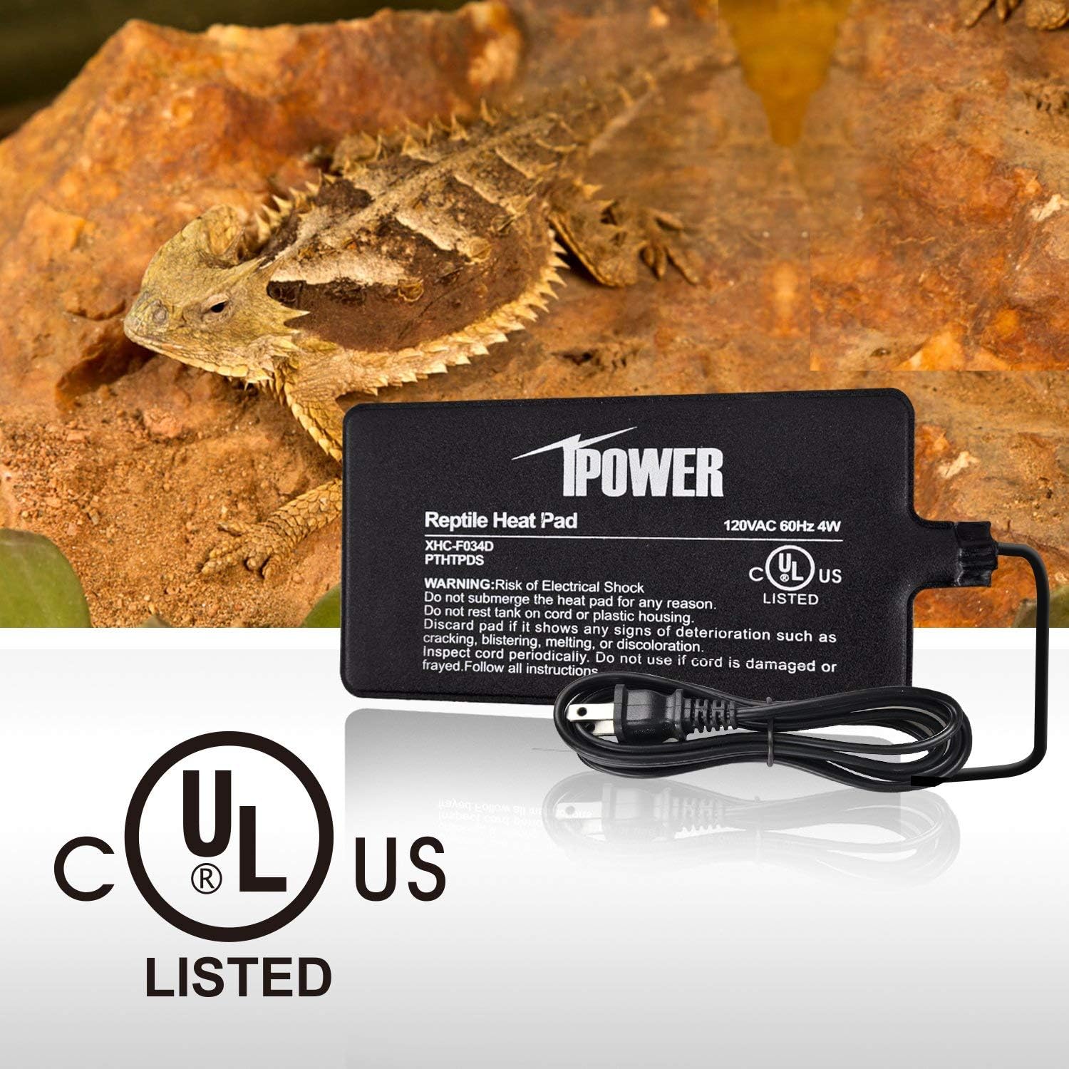 iPower Almohadilla de calor para reptiles de 4 W8 W16 W24 W, calentador de terrario debajo del tanque, alfombrilla térmica y controlador de