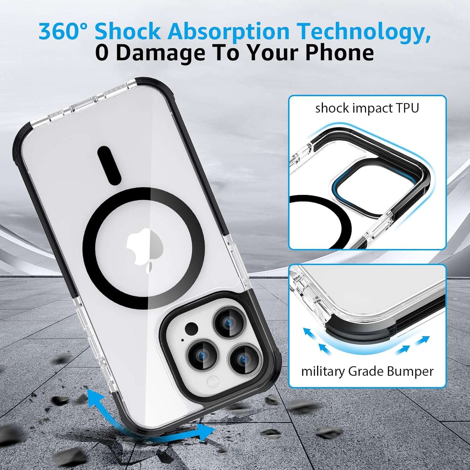 Moupiro Funda magnética para iPhone 15 Pro Max compatible con MagSafe búfer de esquina Funda suave y rígida que no se amarillenta para iPhone 15 Pro