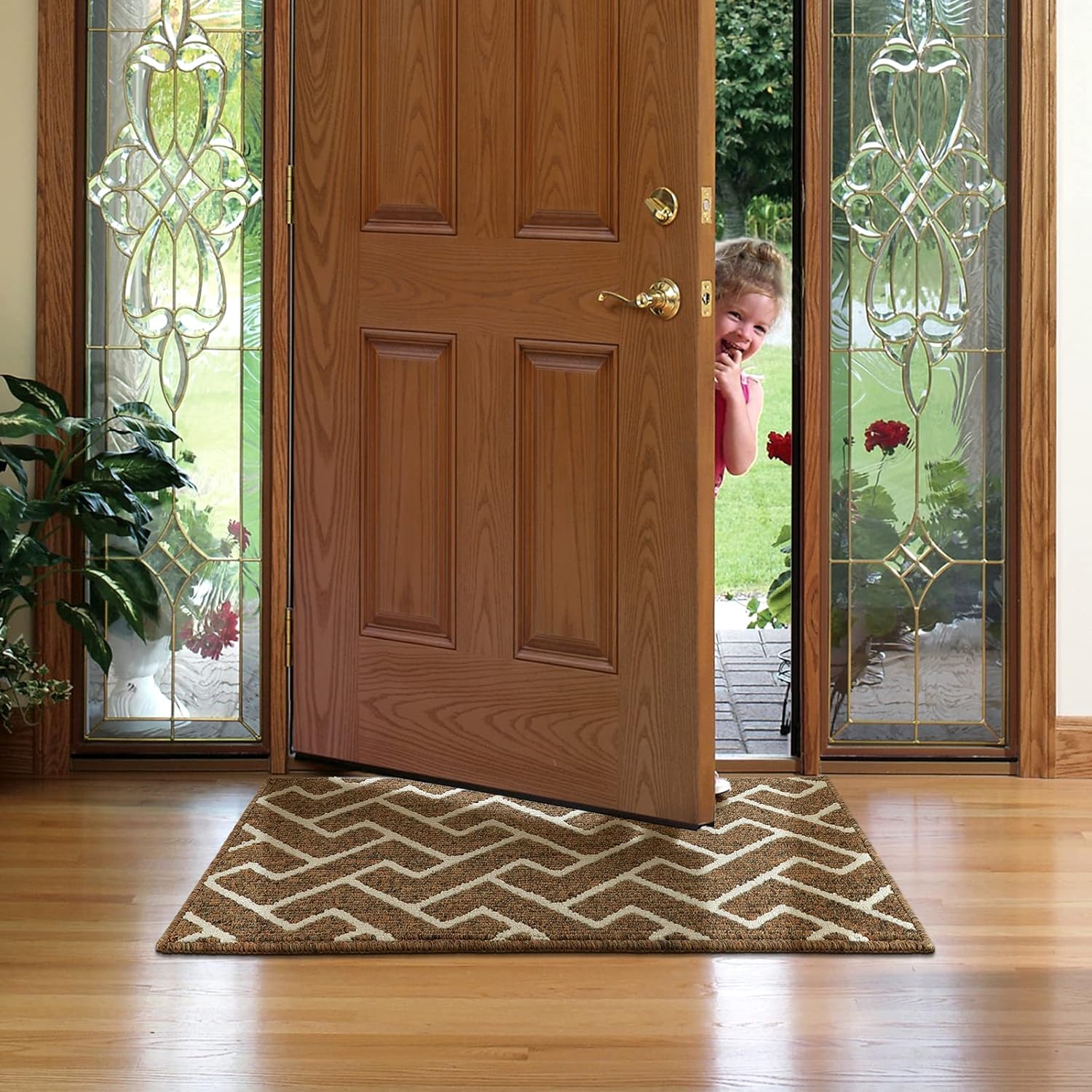 hicorfe Tapete para interiores, para puerta delantera y trasera, parte trasera de goma antideslizante, 36 x 59 pulgadas, absorbente, resistente a la