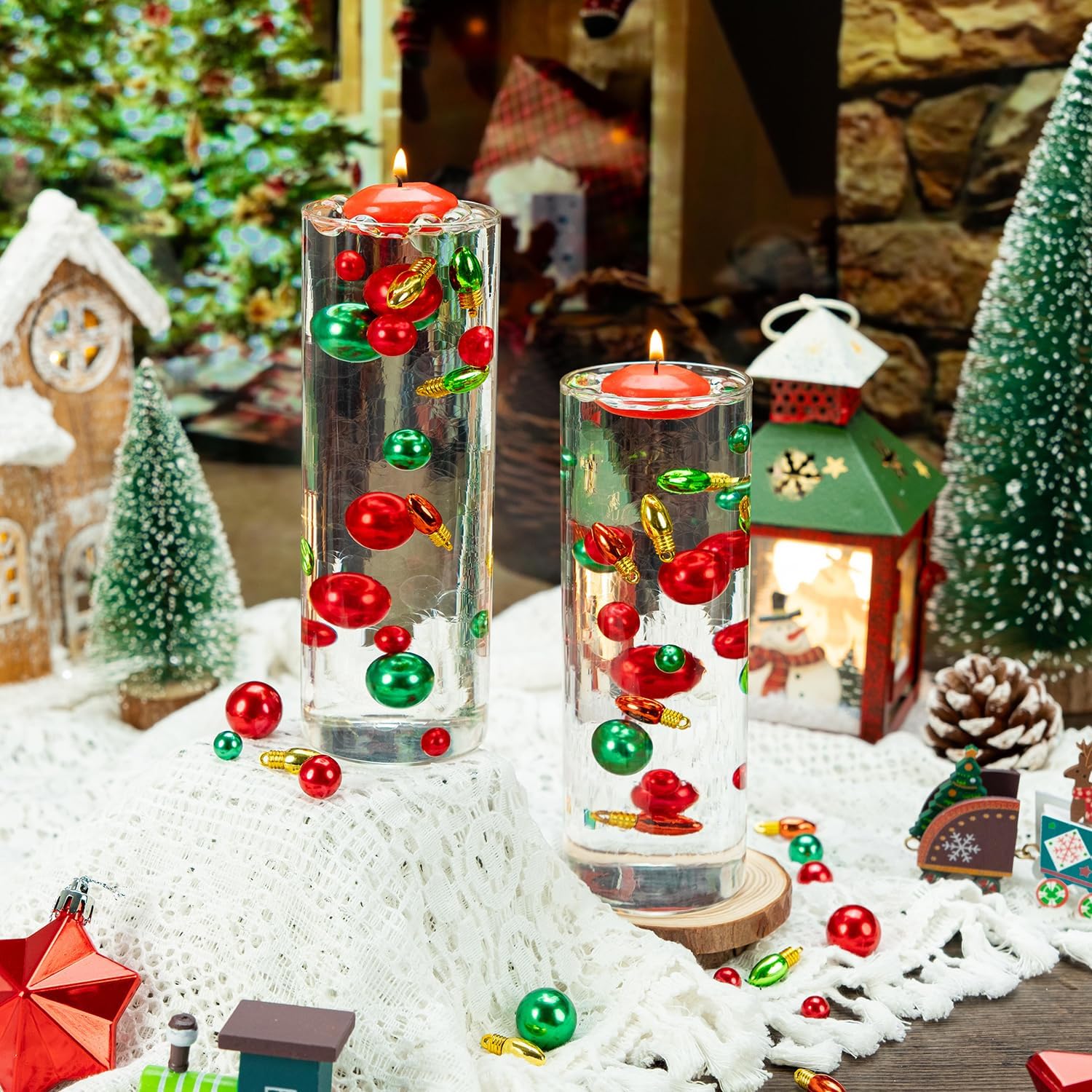 4114 piezas de perlas de relleno de jarrón de Navidad, cuentas de gel de agua transparente, jarrón de perlas de relleno de perlas flotantes para