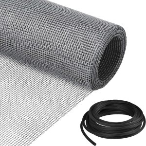 Kit de reemplazo de pantalla de ventana, 36 pulgadas de ancho x 90 pulgadas de largo, malla ajustable de poliéster duradero con ranura de retención Kit de reemplazo de pantalla de ventana, 36 pulgadas de ancho x 90 pulgadas de largo, malla ajustable de poliéster duradero con ranura de retención