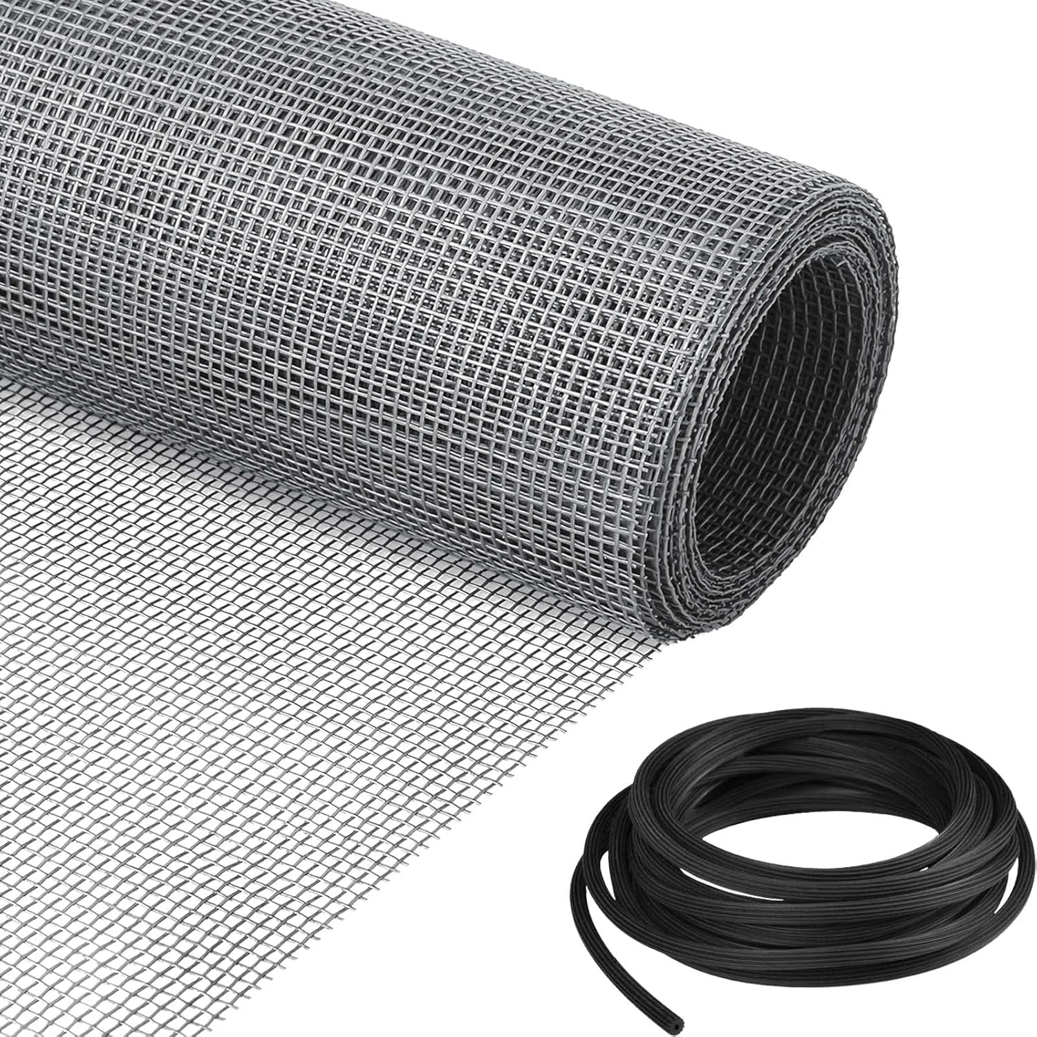 Kit de reemplazo de pantalla de ventana, 36 pulgadas de ancho x 90 pulgadas de largo, malla ajustable de poliéster duradero con ranura de retención