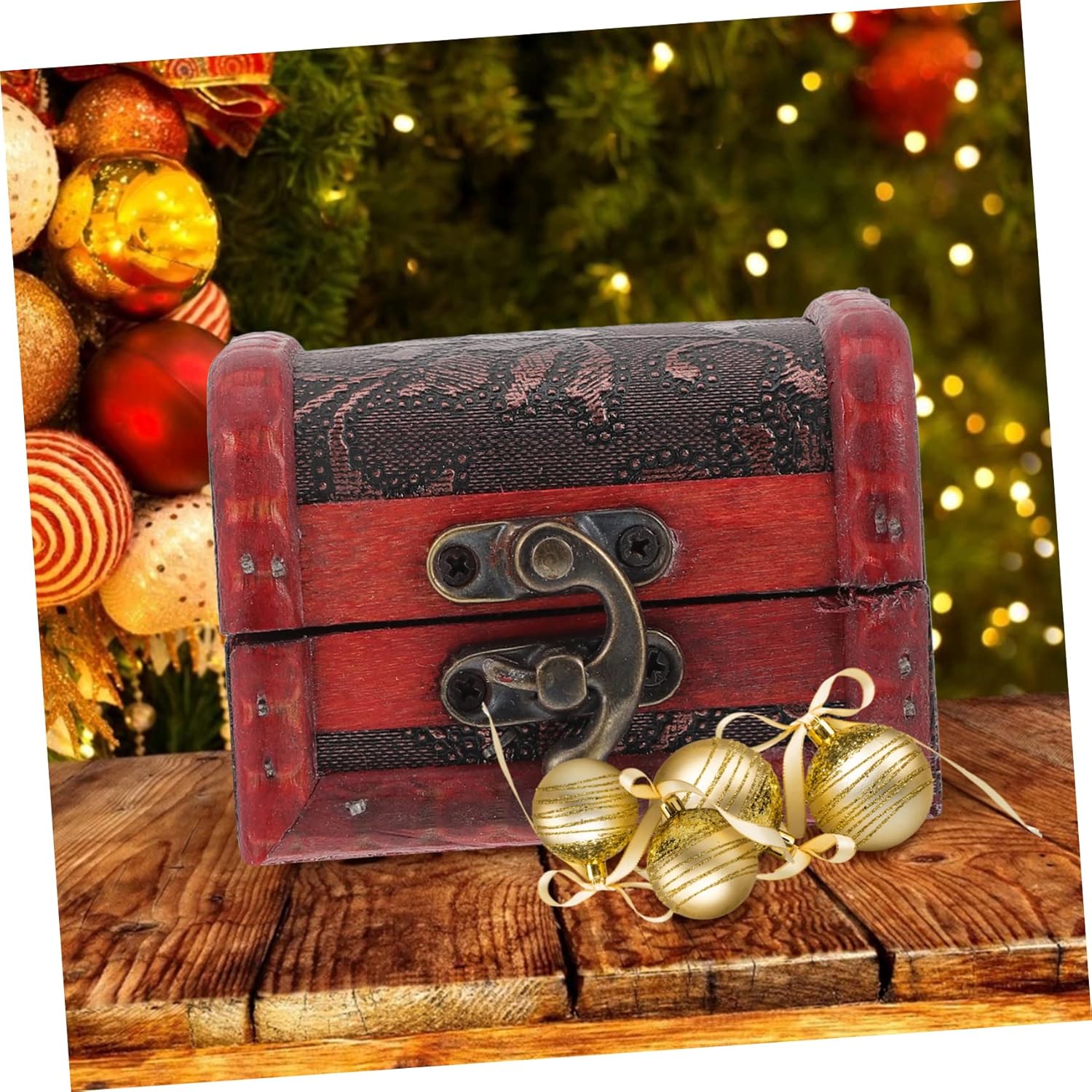 NOLITOY Caja de madera para dulces de Navidad, caja de dulces de Navidad, caja de dulces retro, decoración de madera, decoración antigua, cajas de
