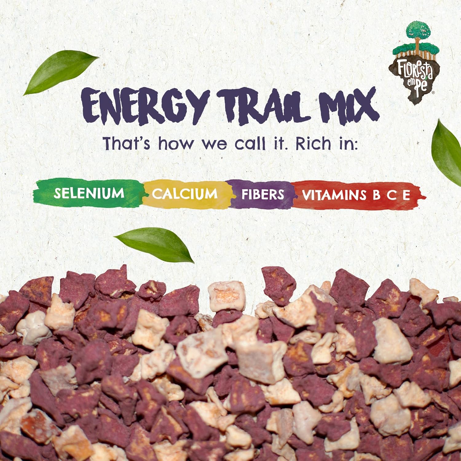 Açai Trail Mix (10 onzas)  Las verdaderas nueces orgánicas de Brasil tostadas + puntas de fruta de açai + puntas de fruta de cupuaçu  Combinación