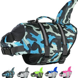 Doglay Chaleco salvavidas para perros con tiburón, chaleco salvavidas para perros para nadar en barco, chaleco salvavidas ajustable para perros con Doglay Chaleco salvavidas para perros con tiburón, chaleco salvavidas para perros para nadar en barco, chaleco salvavidas ajustable para perros con