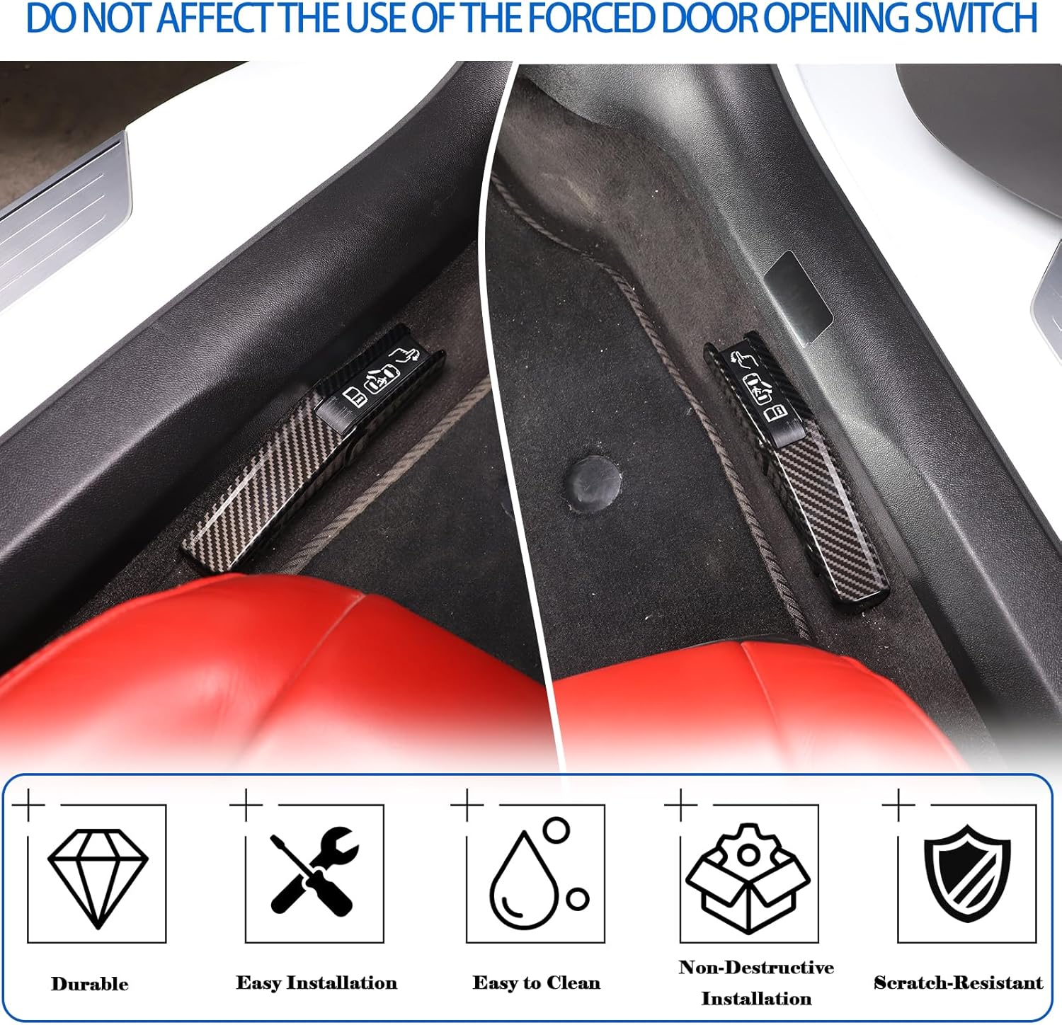 Tapacubos para interruptor de apertura forzada de puerta compatibles con Chevrolet Corvette C8 Stingray 2020-2024, accesorios adhesivos para