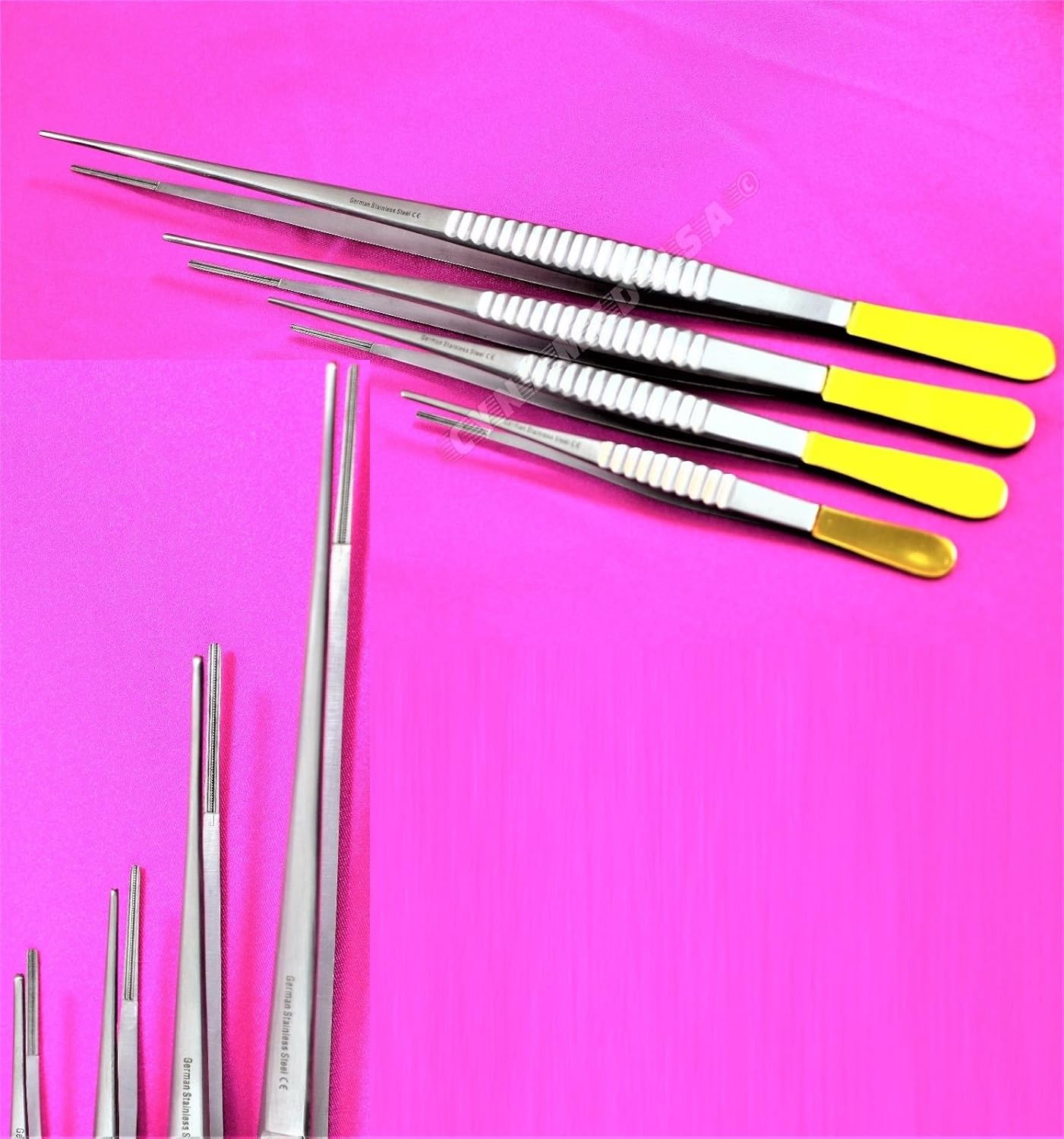 Juego de 4 unidades alemanas de alta calidad, cada uno de Debakey Arteria Atraumatic Tissue Vascular Forcep Gold de 6 pulgadas más 8 pulgadas más 10