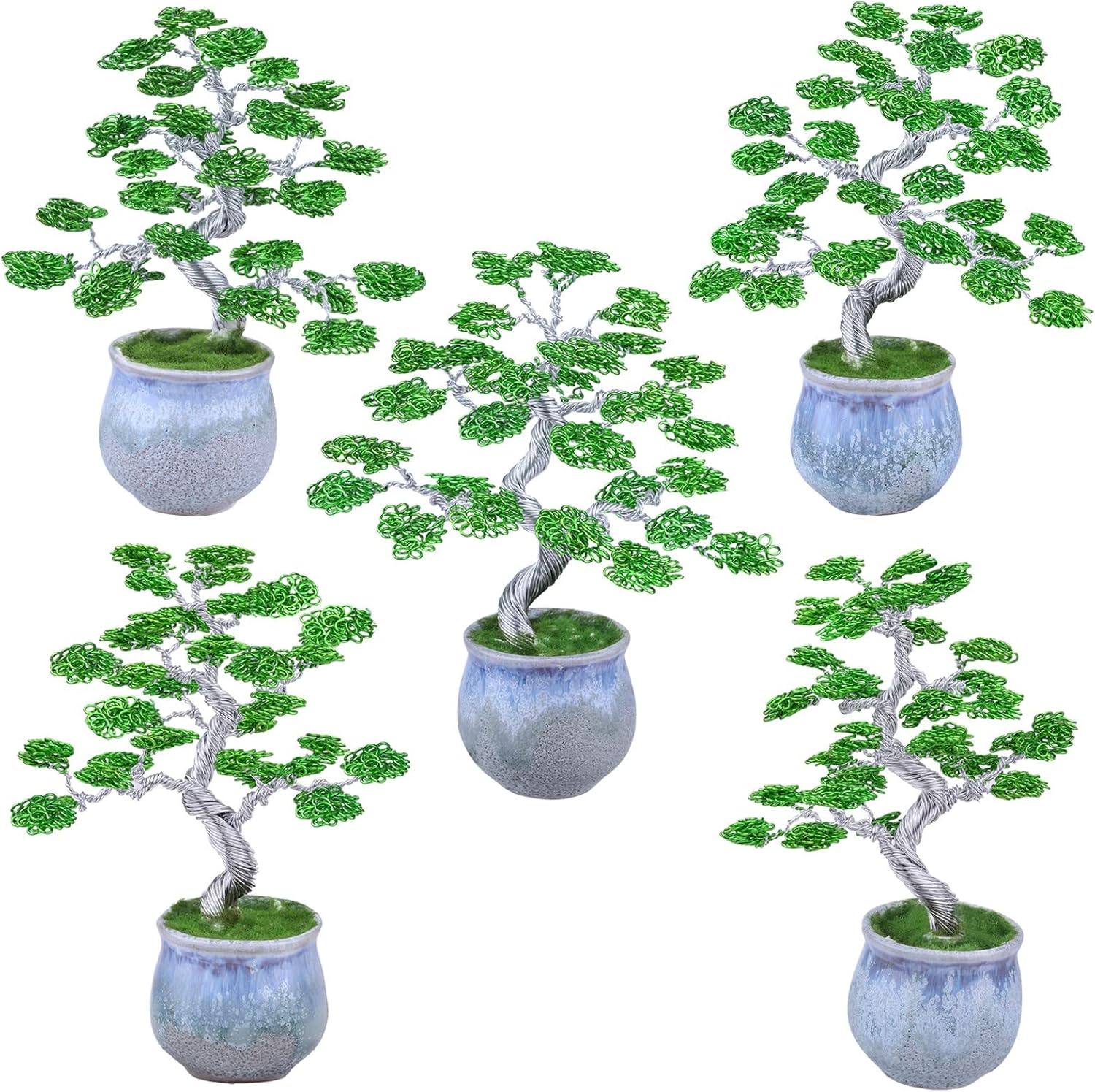 Yatming – Escultura de árbol bonsái de alambre de aluminio hecho a mano con base de cerámica, artesanía artificial, árbol de dinero Fengshui para