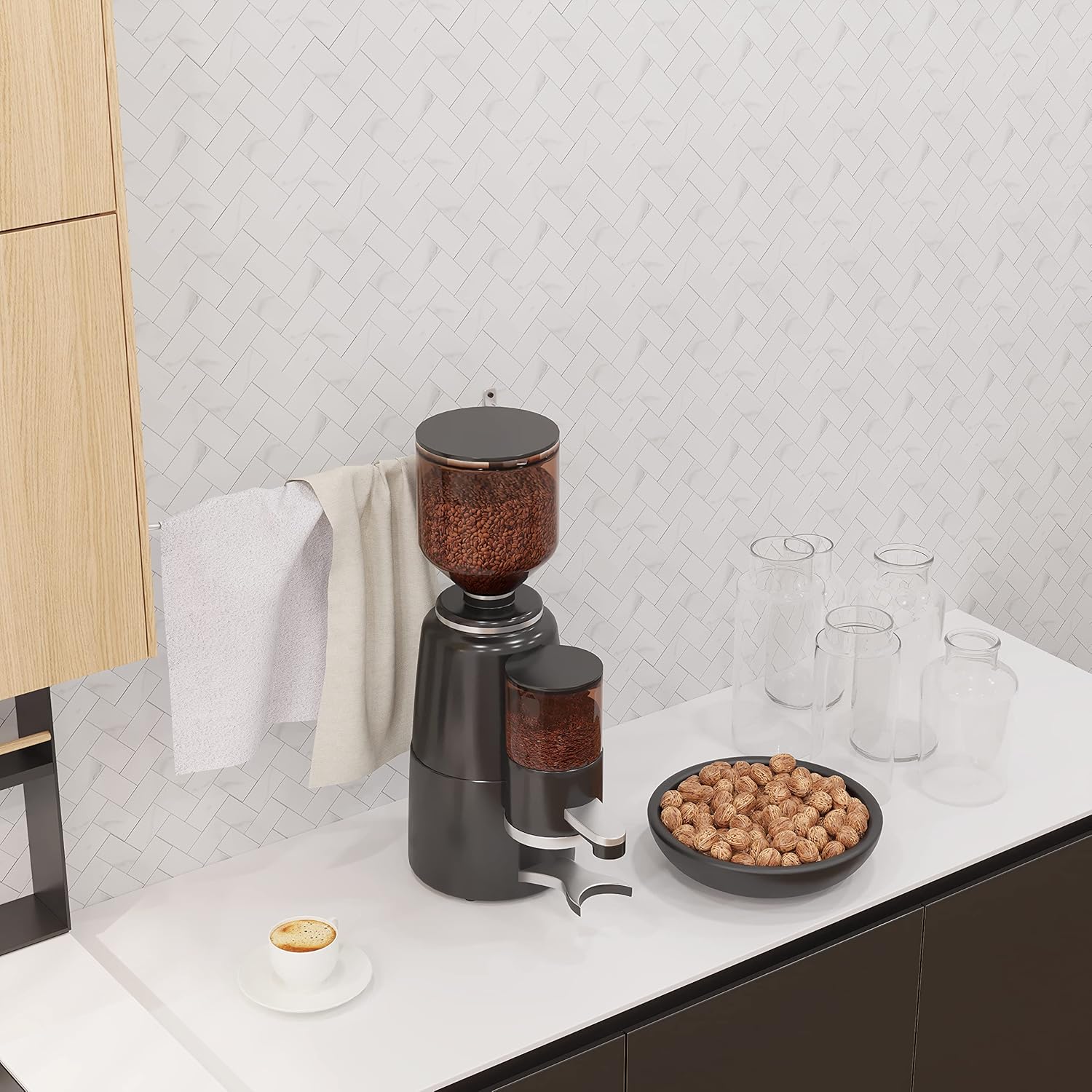 Avant Decor  Espiga compuesta de piedra  Azulejos de cocina para despegar y pegar  Azulejos de pared para pegar  Fácil instalación  5 x 5 pulgadas