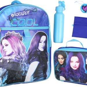 Disney Descendants Wickedly Cool Mochila de 16 pulgadas para el almuerzo, botella de agua, paquete de 5 piezas Disney Descendants Wickedly Cool Mochila de 16 pulgadas para el almuerzo, botella de agua, paquete de 5 piezas