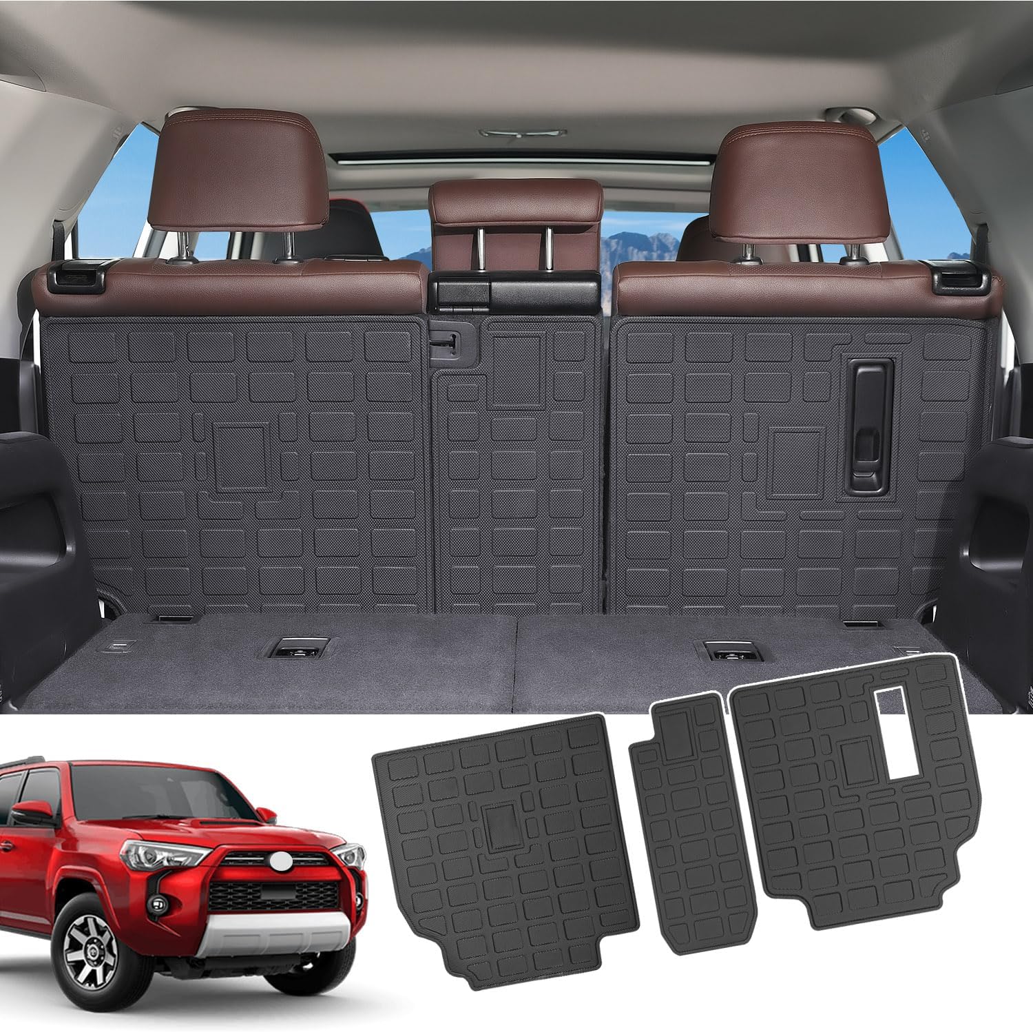 Xipoo Alfombrilla de respaldo compatible con Toyota 4Runner 2010-2024, protector de asiento trasero de 7 plazas, material TPE, repuesto para