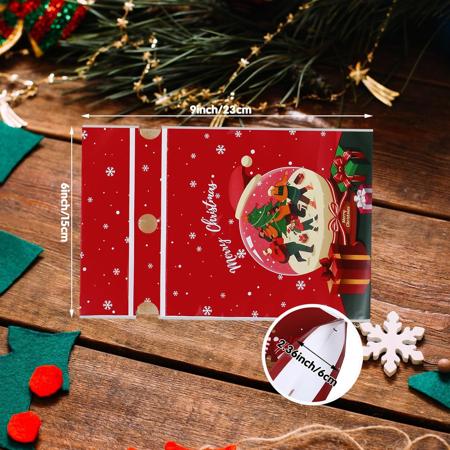 108 bolsas de dulces de Navidad a granel, bolsas de regalo de Navidad con cordón de regalo, bolsas de plástico para regalo de Navidad, bolsas de