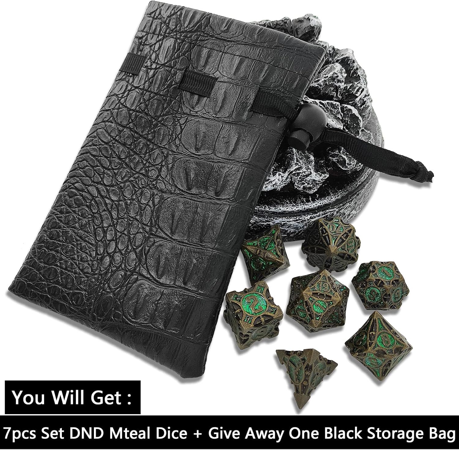 D&D – Juego de dados de metal DND para Dungeons and Dragons Gifts Polyhedral Card Game Game Bag RPG MTG Pathfinder Digital Teaching Accessories D20