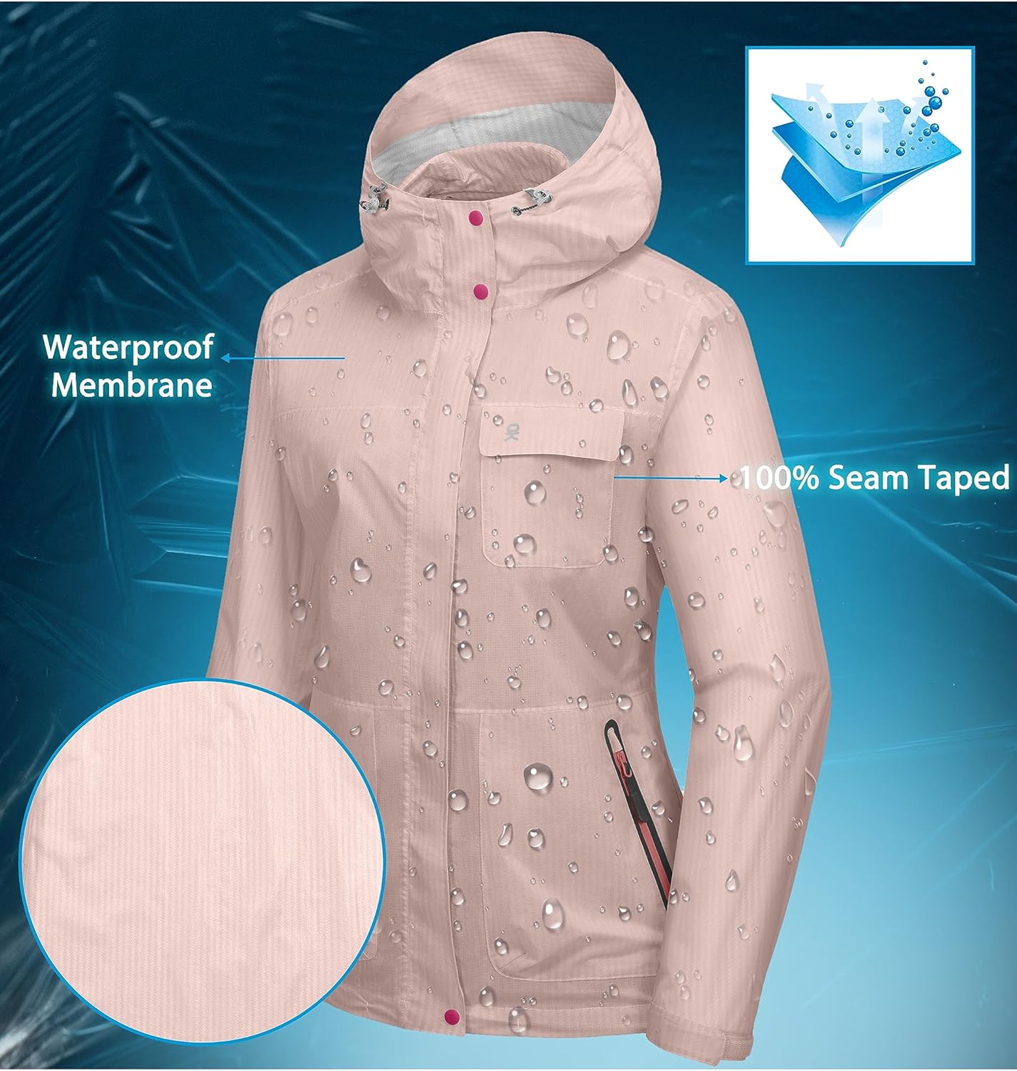 Little Donkey Andy Chaqueta impermeable para mujer, ligera, con capucha, protección solar, cortavientos para senderismo al aire libre