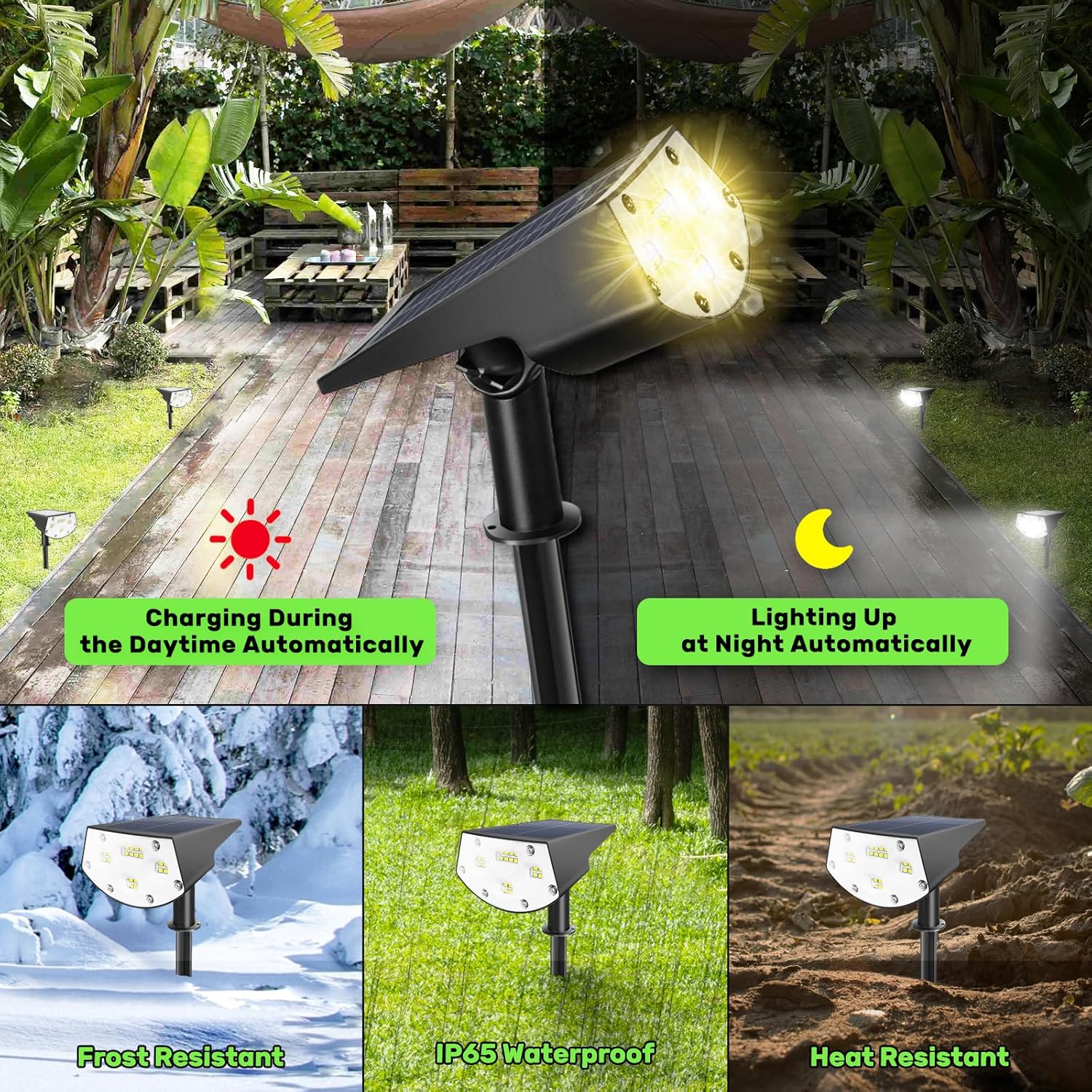 Luces solares para exteriores, 20 luces LED solares para exteriores IP65, impermeables, luces solares de encendidoapagado automático para jardín,