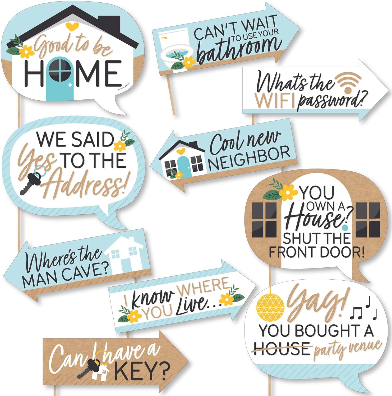 Big Dot of Happiness Divertido kit de accesorios para cabina de fotos Sweet Home, 10 piezas
