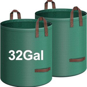 IWNTWY Paquete de 2 bolsas de 32 galones, bolsas de basura reutilizables para patio, bolsas de césped plegables resistentes con 4 asas, bolsa de IWNTWY Paquete de 2 bolsas de 32 galones, bolsas de basura reutilizables para patio, bolsas de césped plegables resistentes con 4 asas, bolsa de